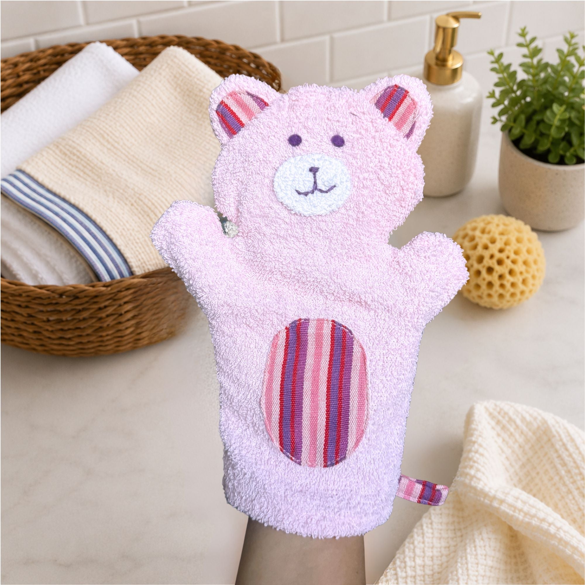 Bear Puppet Washcloth - Oakley the Bear