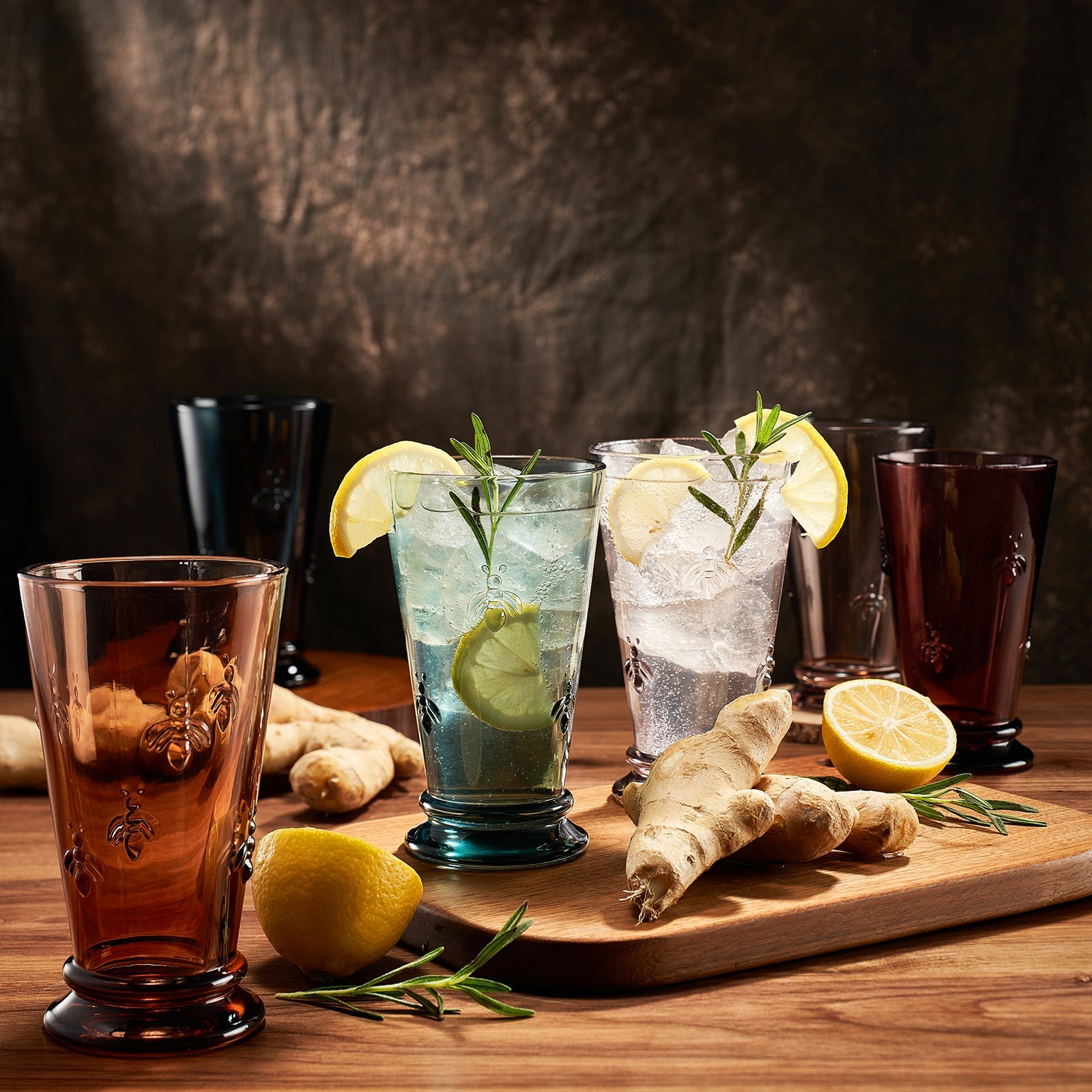 Tonal Highball Bee Glassware, Set of 6