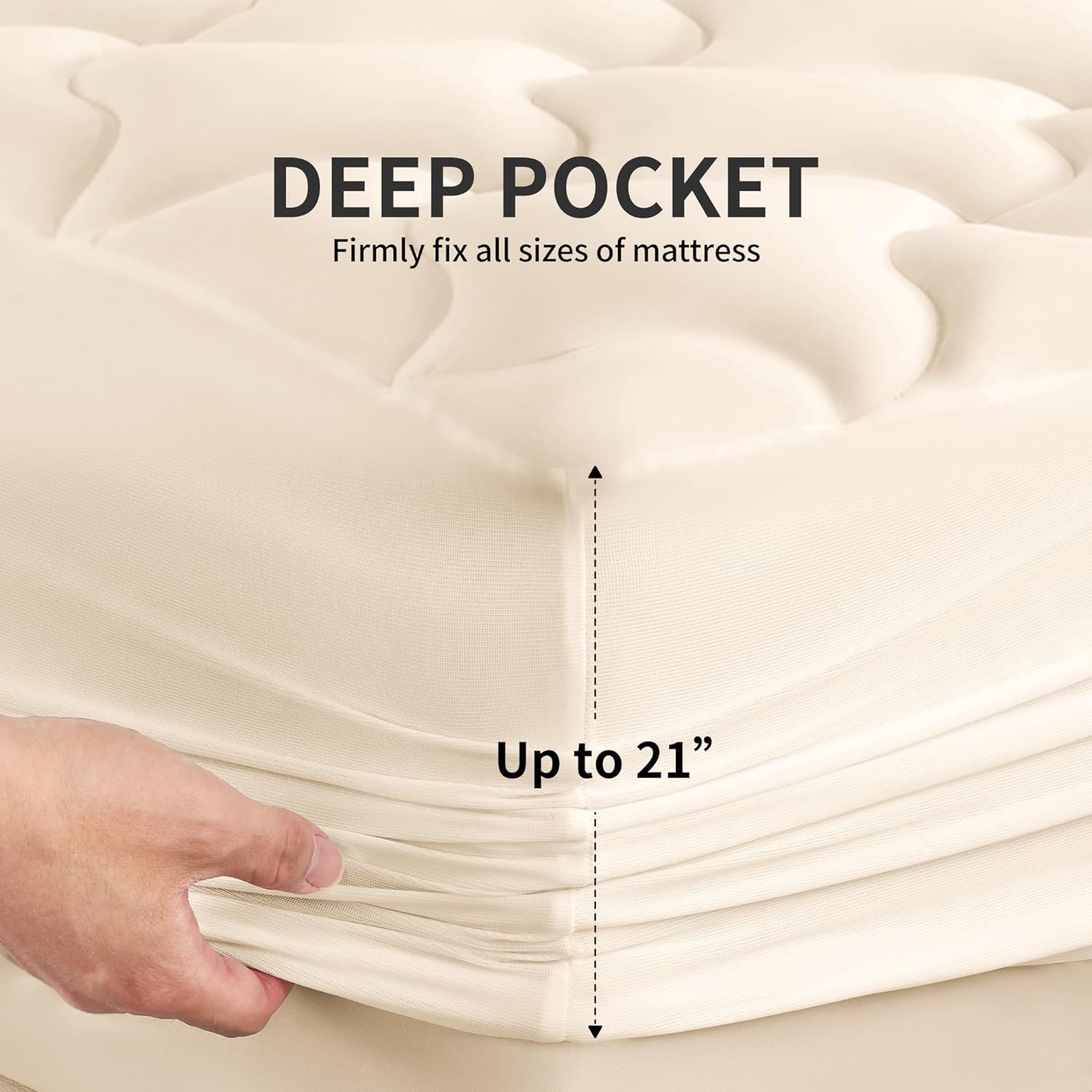 Premium Cooling Mattress Pad Beige for Hot Sleepers
