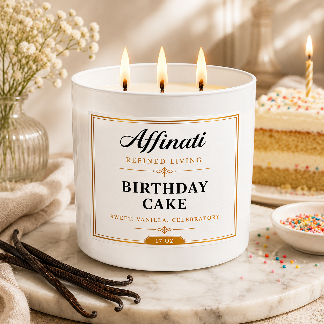 Birthday Cake 3-Wick Candle