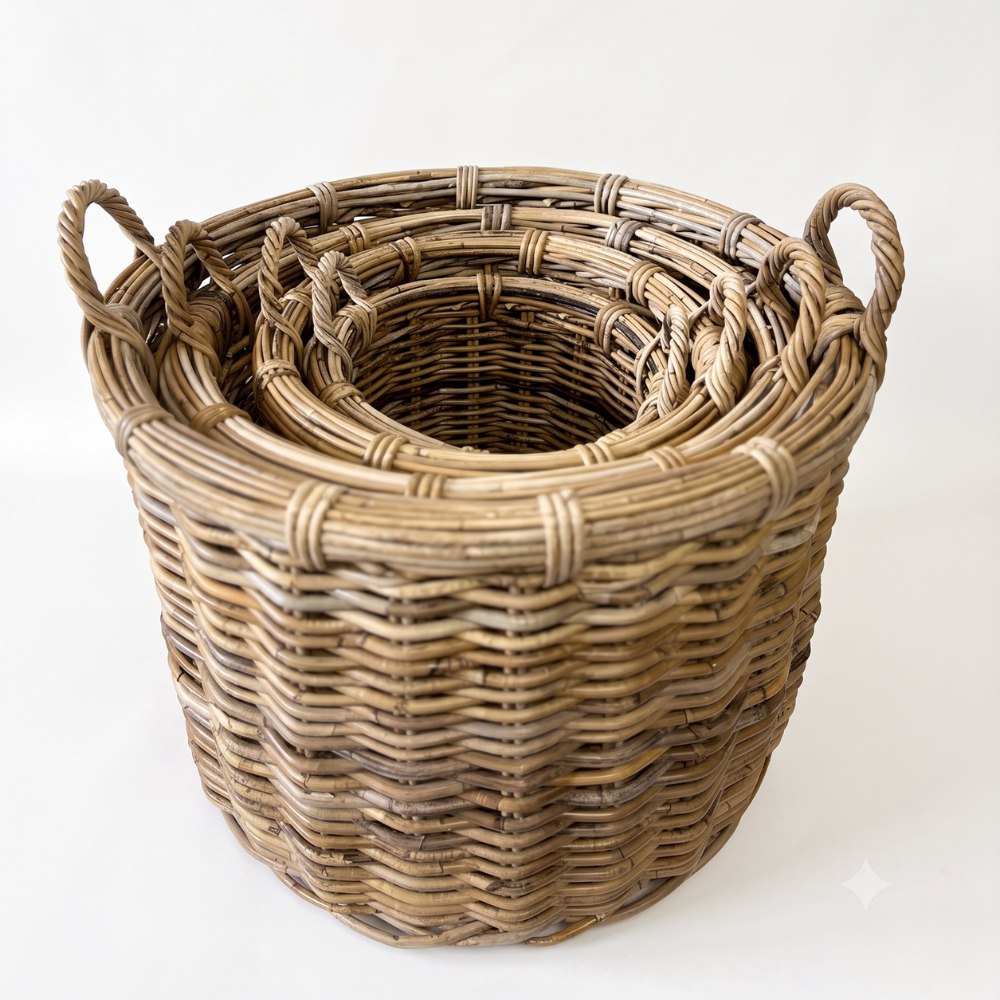 Black Mountain Rattan Round Basket