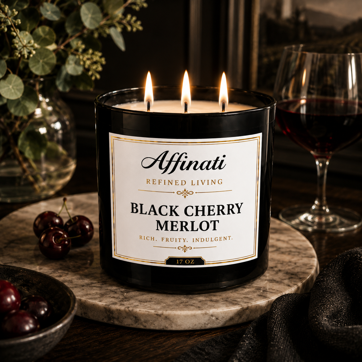 Black Cherry Merlot 3-Wick Candle