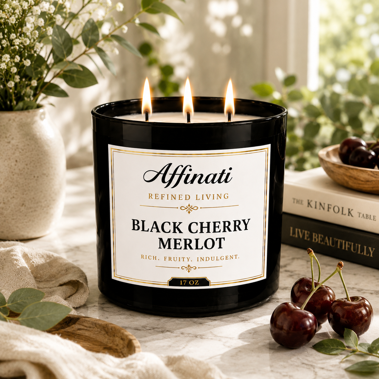 Black Cherry Merlot 3-Wick Candle