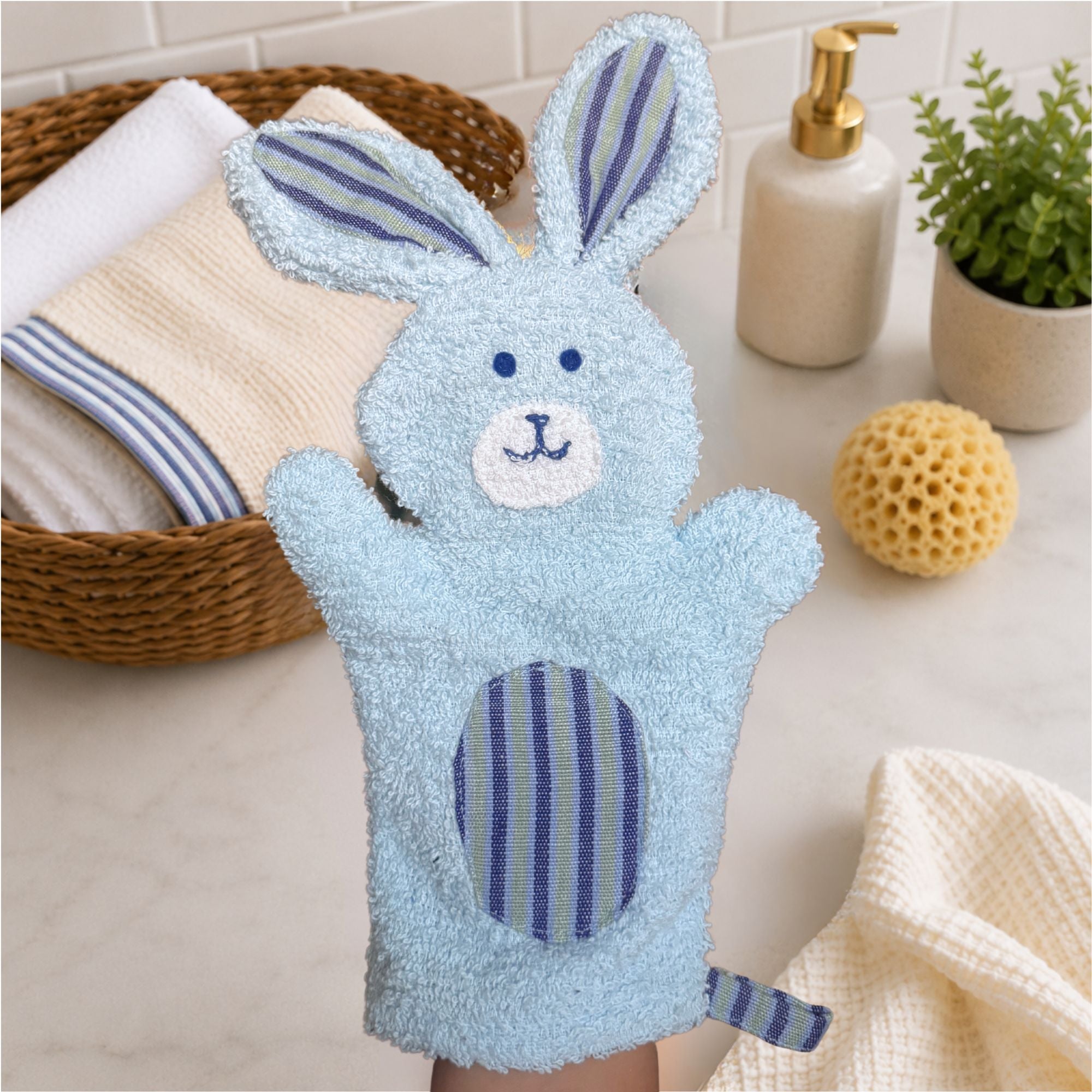 Bunny Puppet Washcloth - Clover the Rabbit