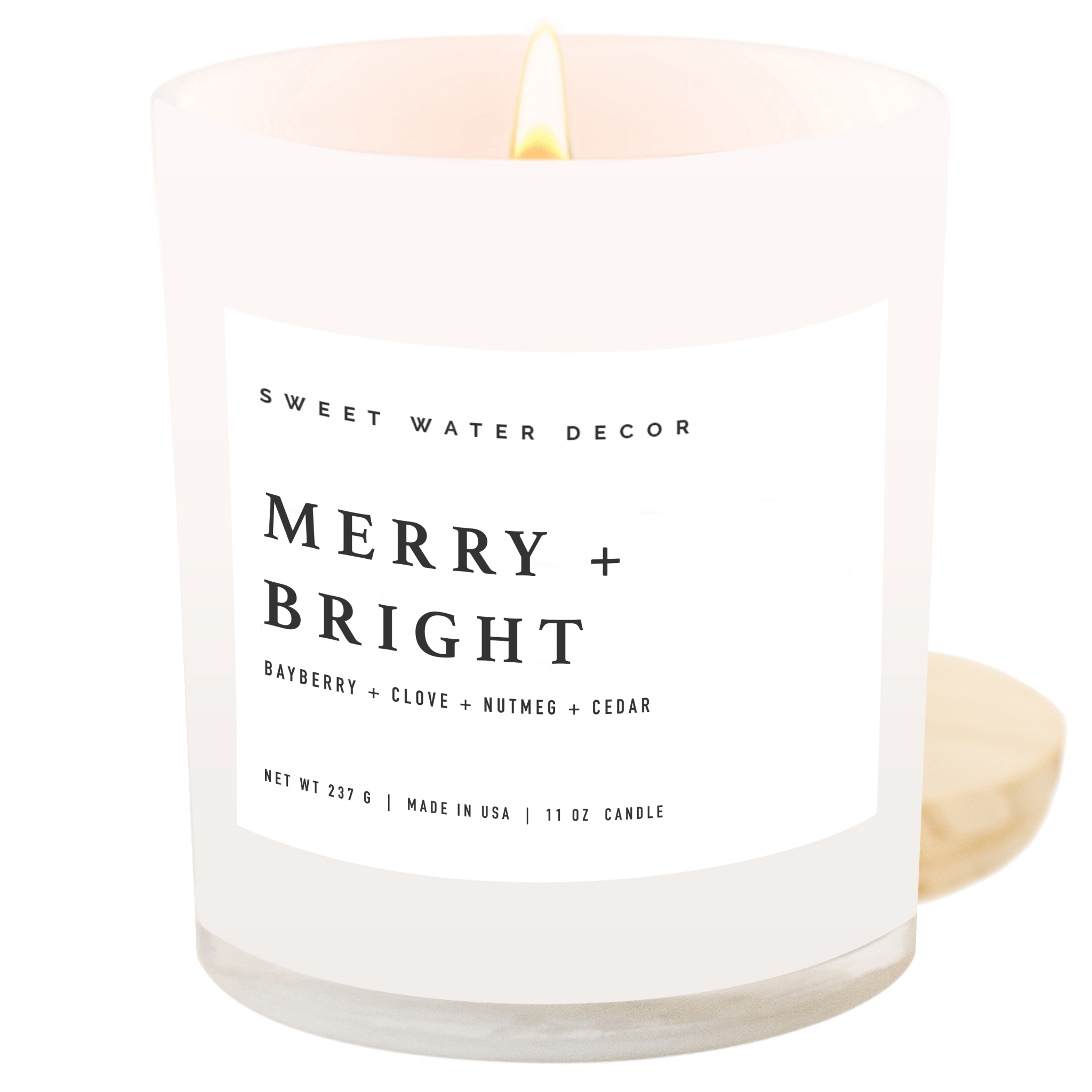 Merry and Bright Soy Candle - White Jar - 11 oz