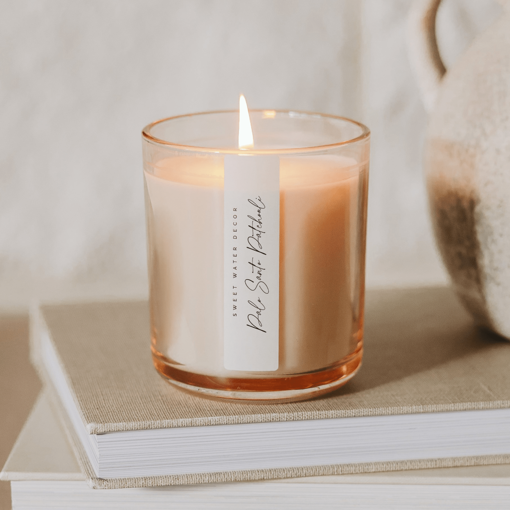 Palo Santo Patchouli Soy Candle - Tinted Glass Jar - 12 oz