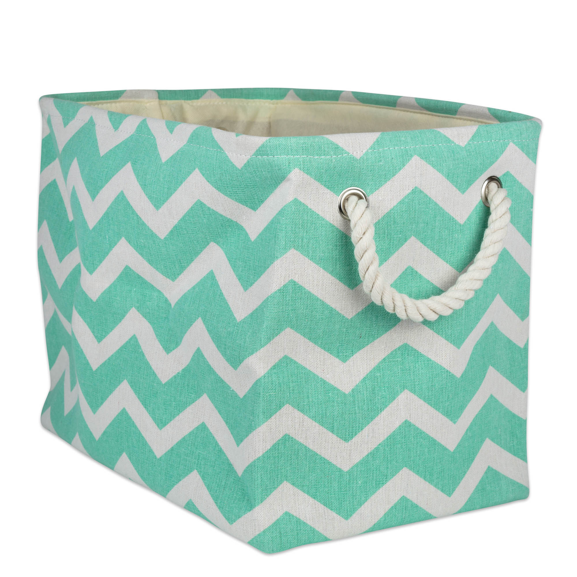 Dii Polyester Bin Chevron Aqua Rectangle Large