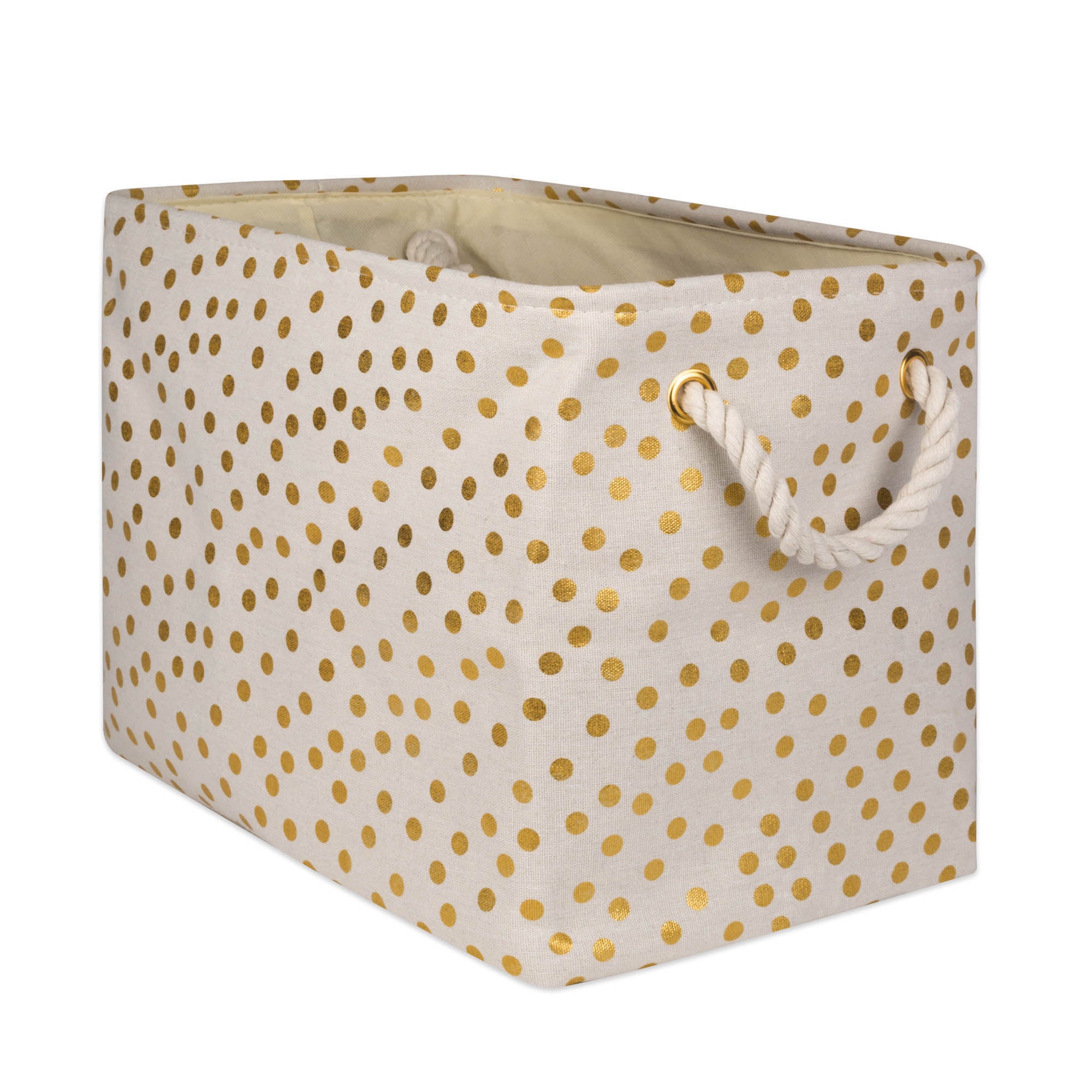 Dii Polyester Bin Dots Gold Rectangle Medium