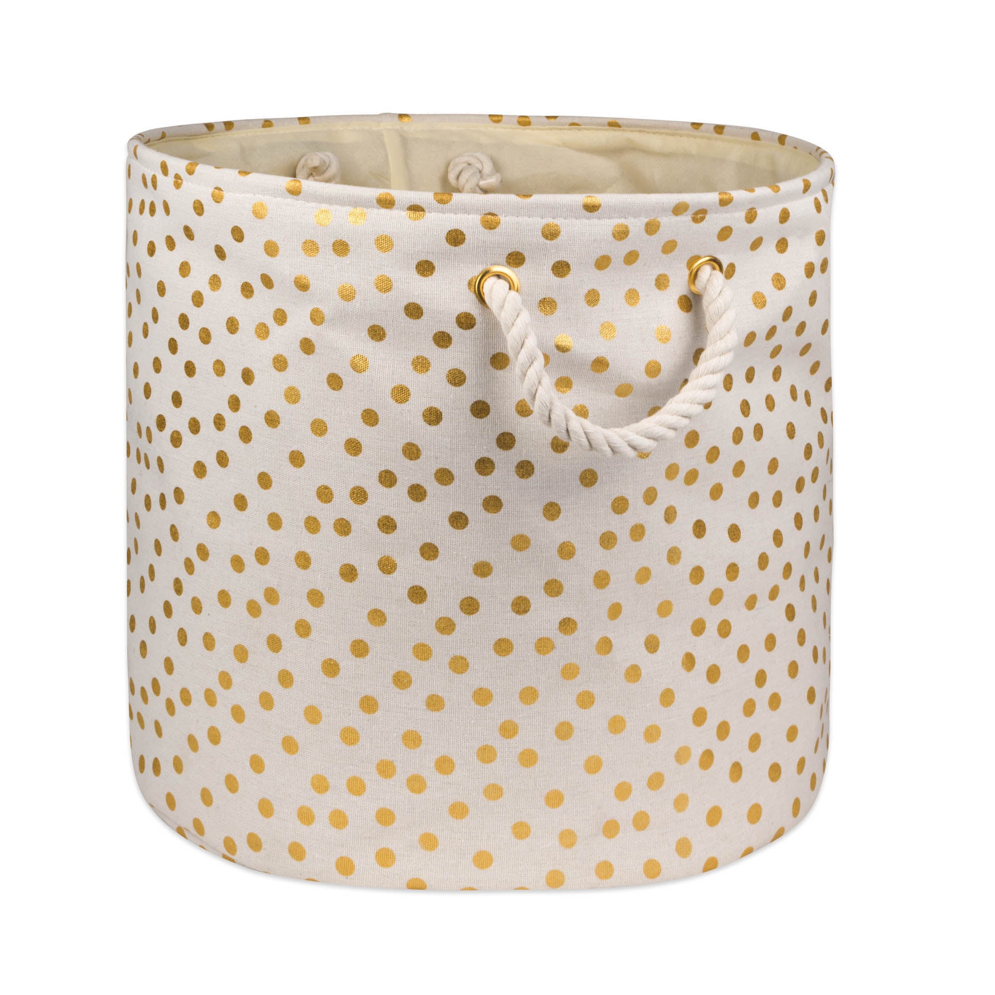 Dii Polyester Bin Dots Gold Round Large