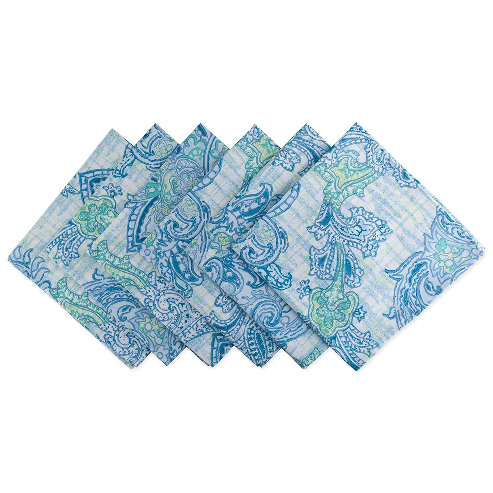 Dii Blue Watercolor Paisley Print Outdoor Napkin (Set Of 6)