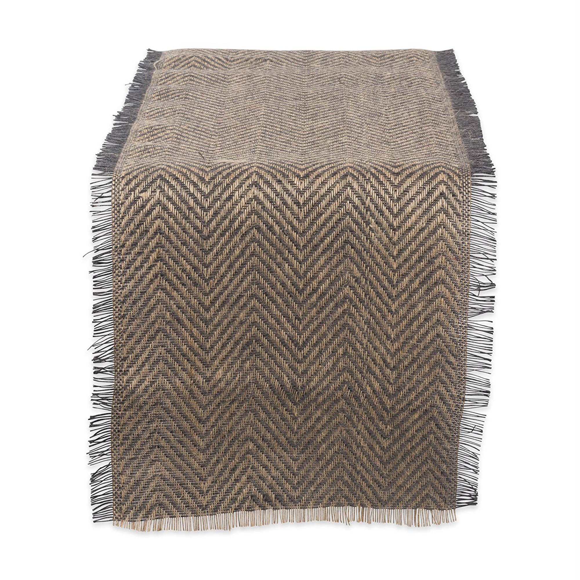 Dii Mineral Chevron Burlap Table Runner