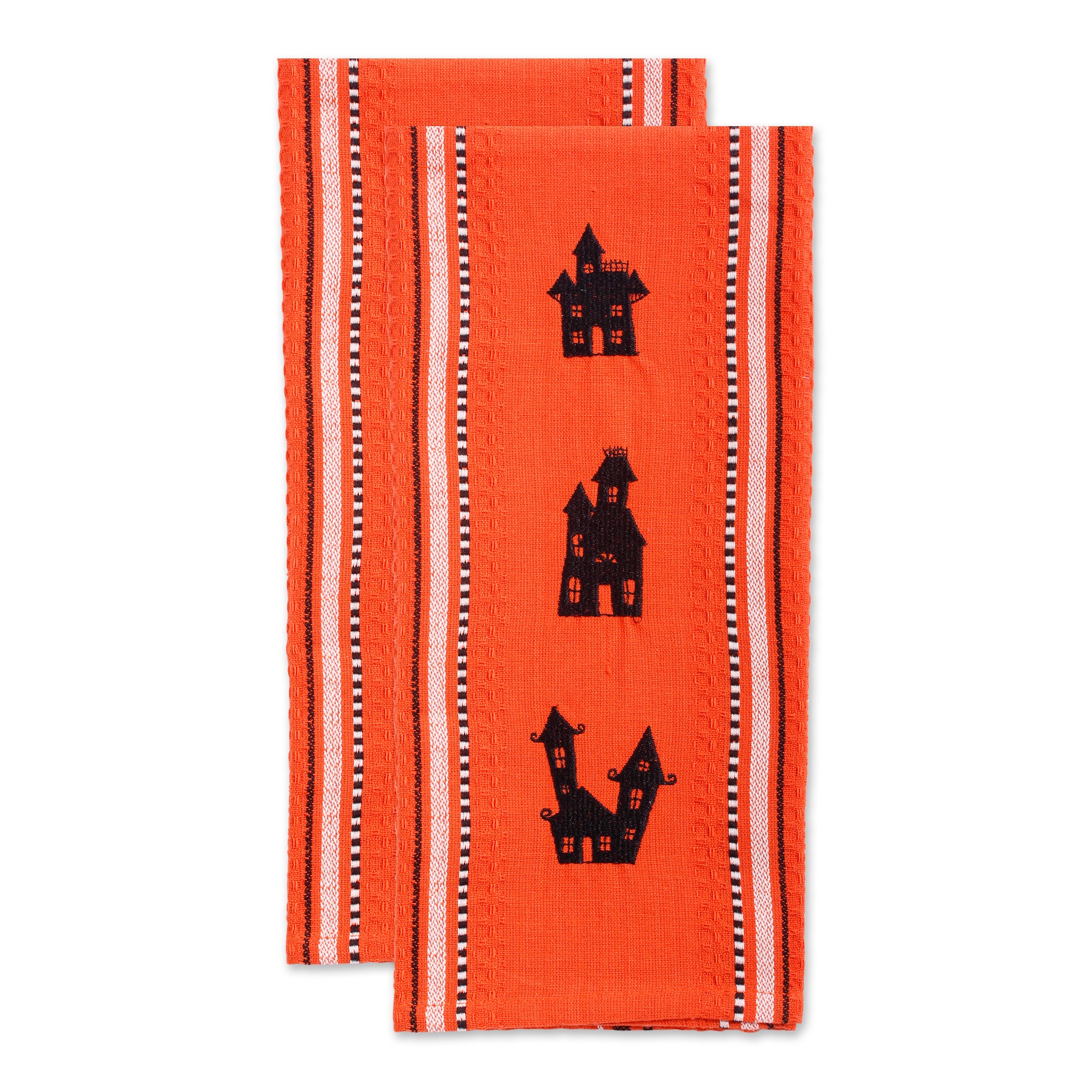 DII Haunted Houses Embroidered Dishtowel (Set of 2)