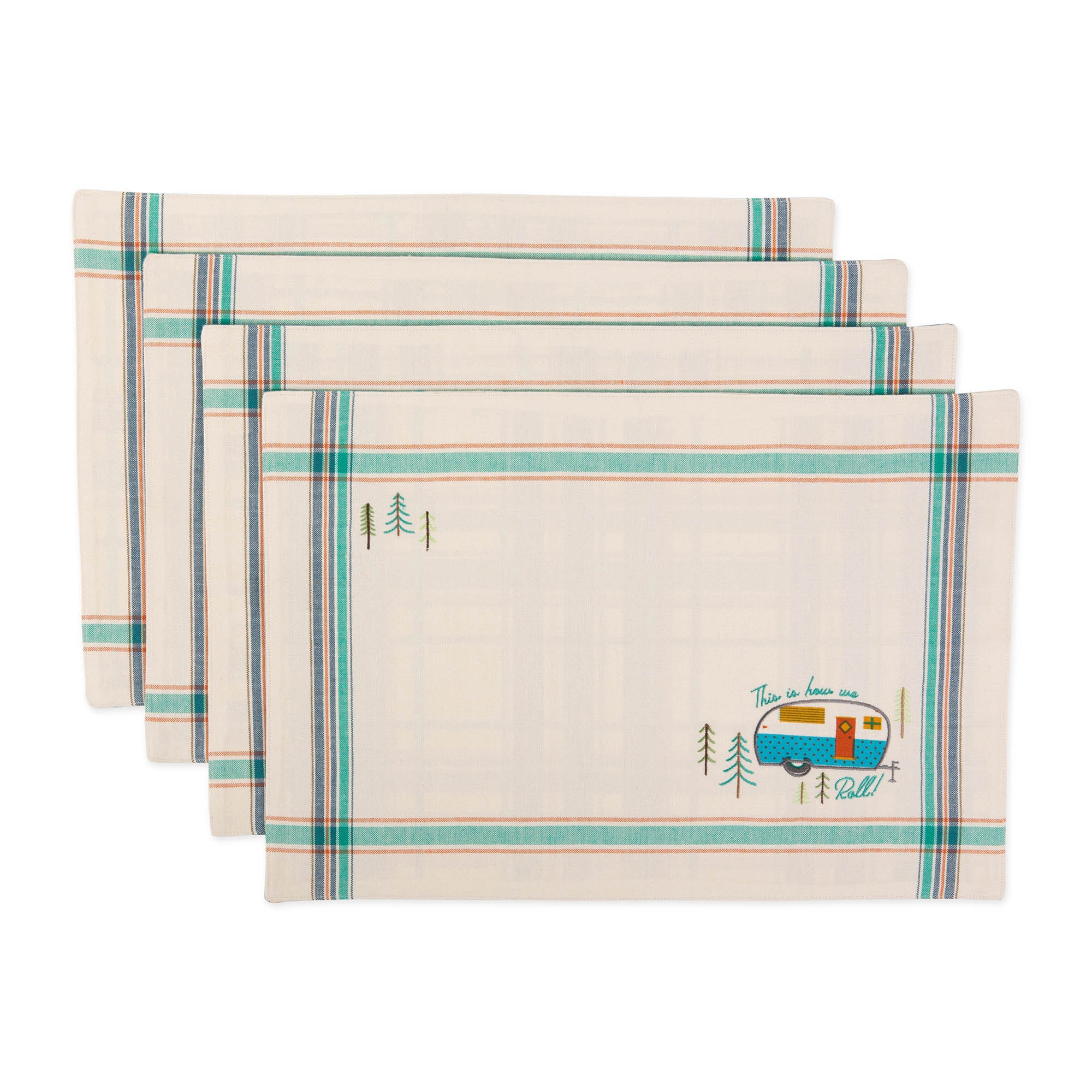 Dii Assorted Camper Embellished Placemat (Set Of 4)