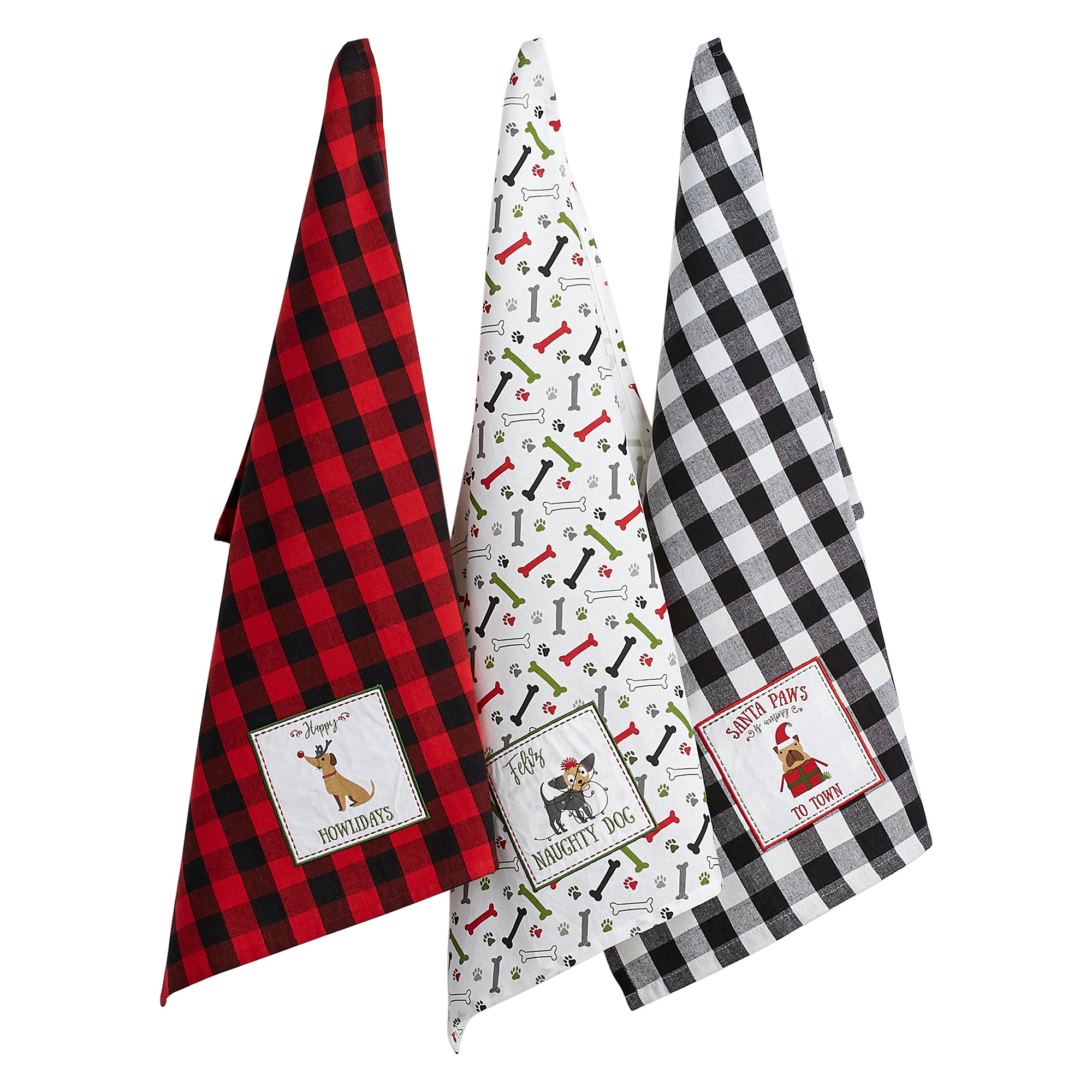 Dii Christmas Puppy  Embellished Dishtowel Set/3