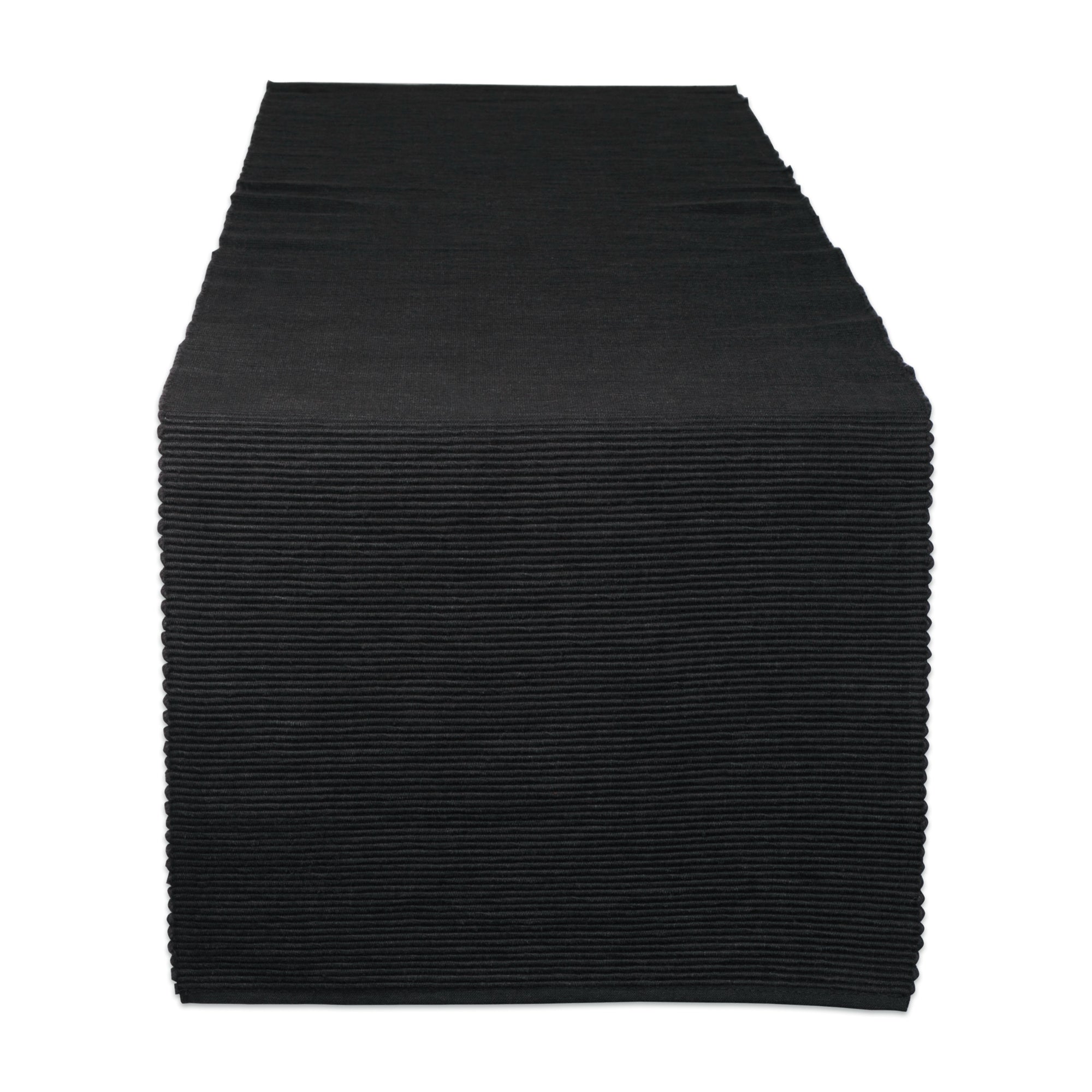 Dii Black Ribbed Table Runner 13X72