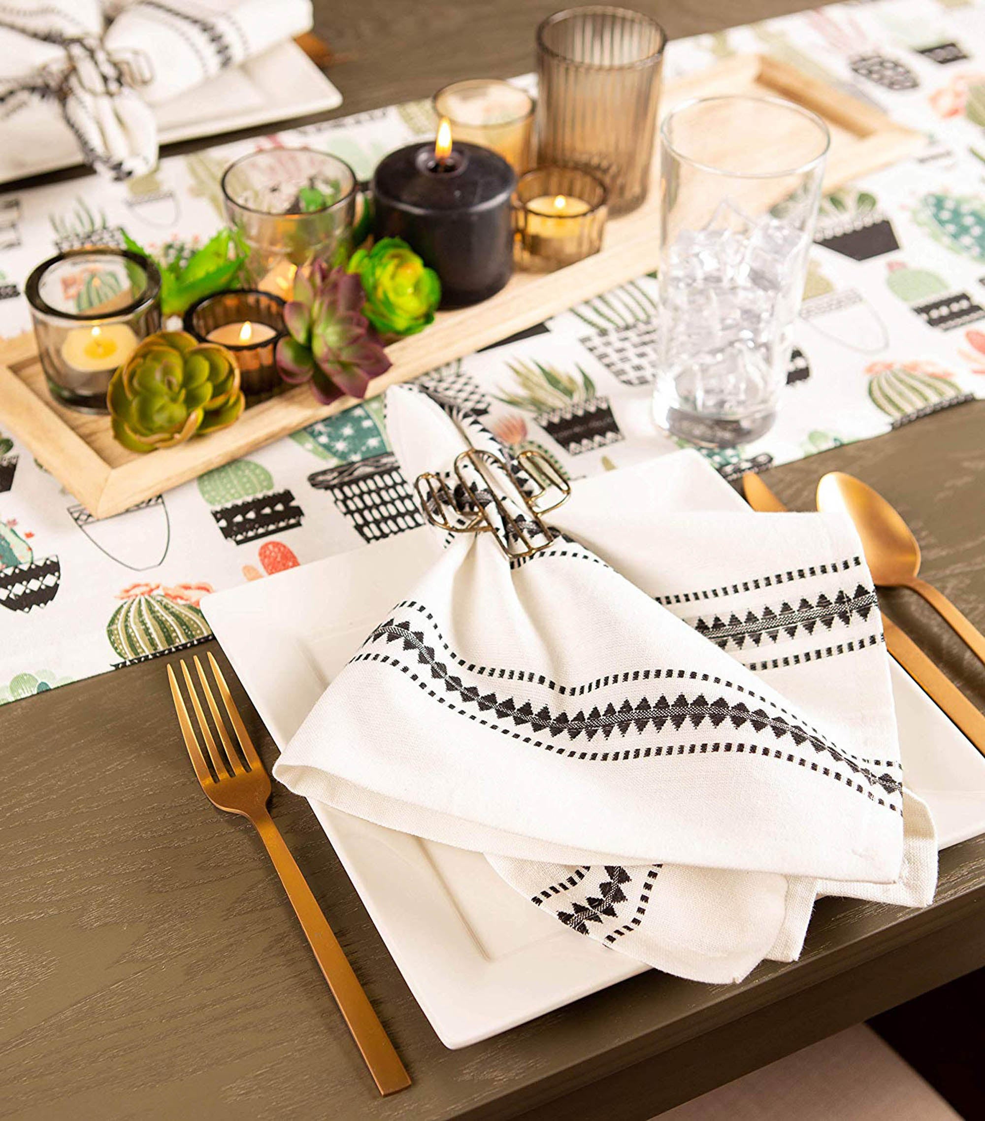 DII Urban Oasis Cactus Print Table Runner 14x108