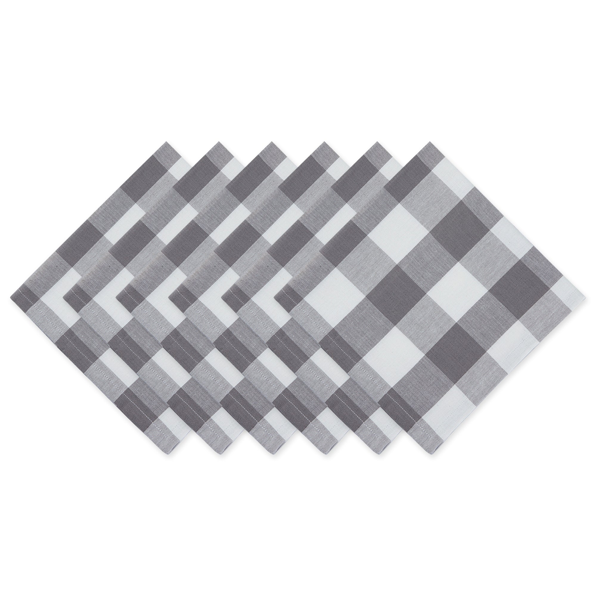Dii Gray & White Buffalo Check Napkin Set/6