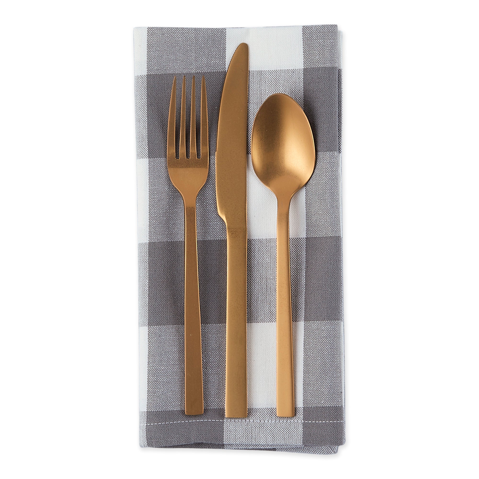 DII Gray & White Buffalo Check Napkin Set/6