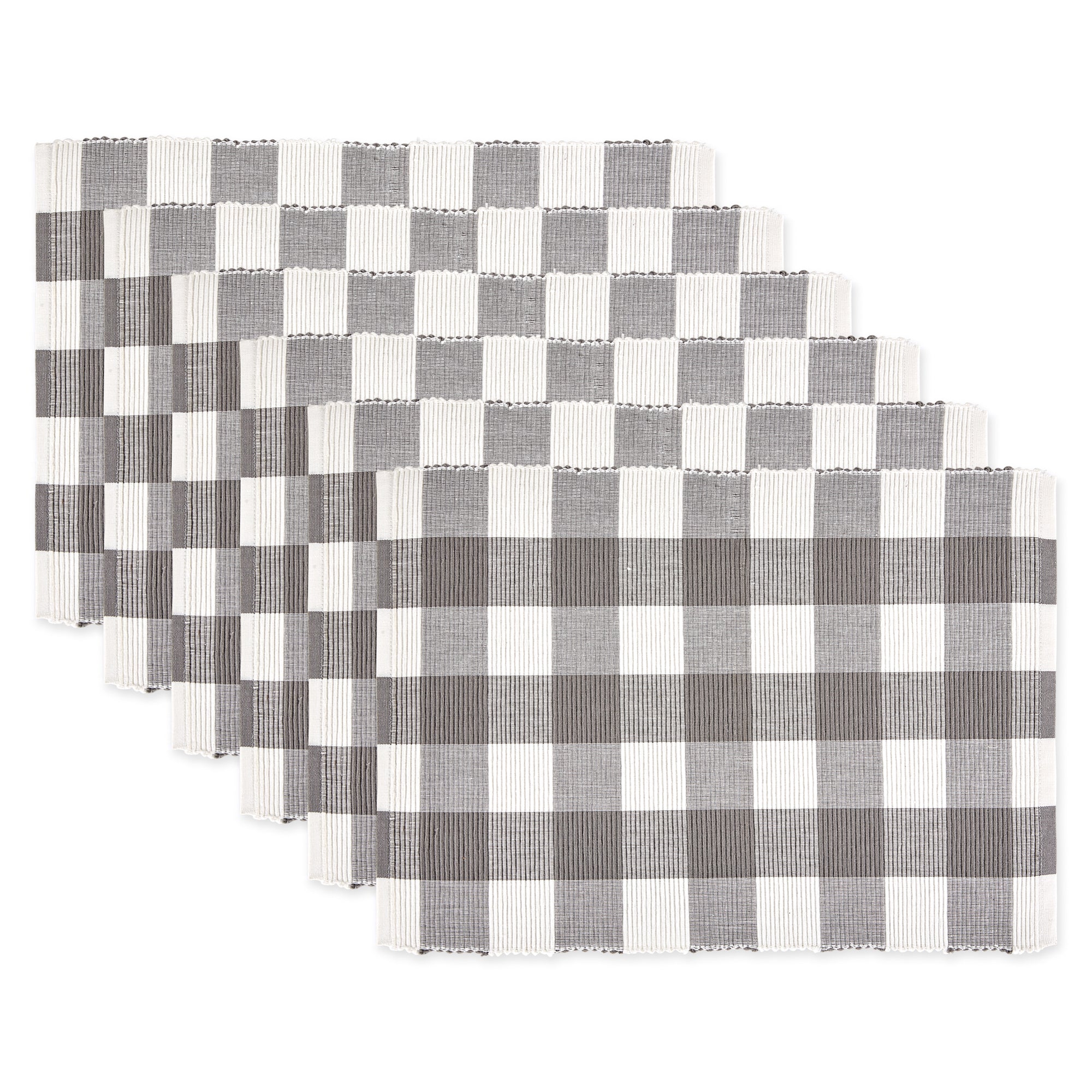 Dii Gray & White Buffalo Check Ribbed Placemat Set/6