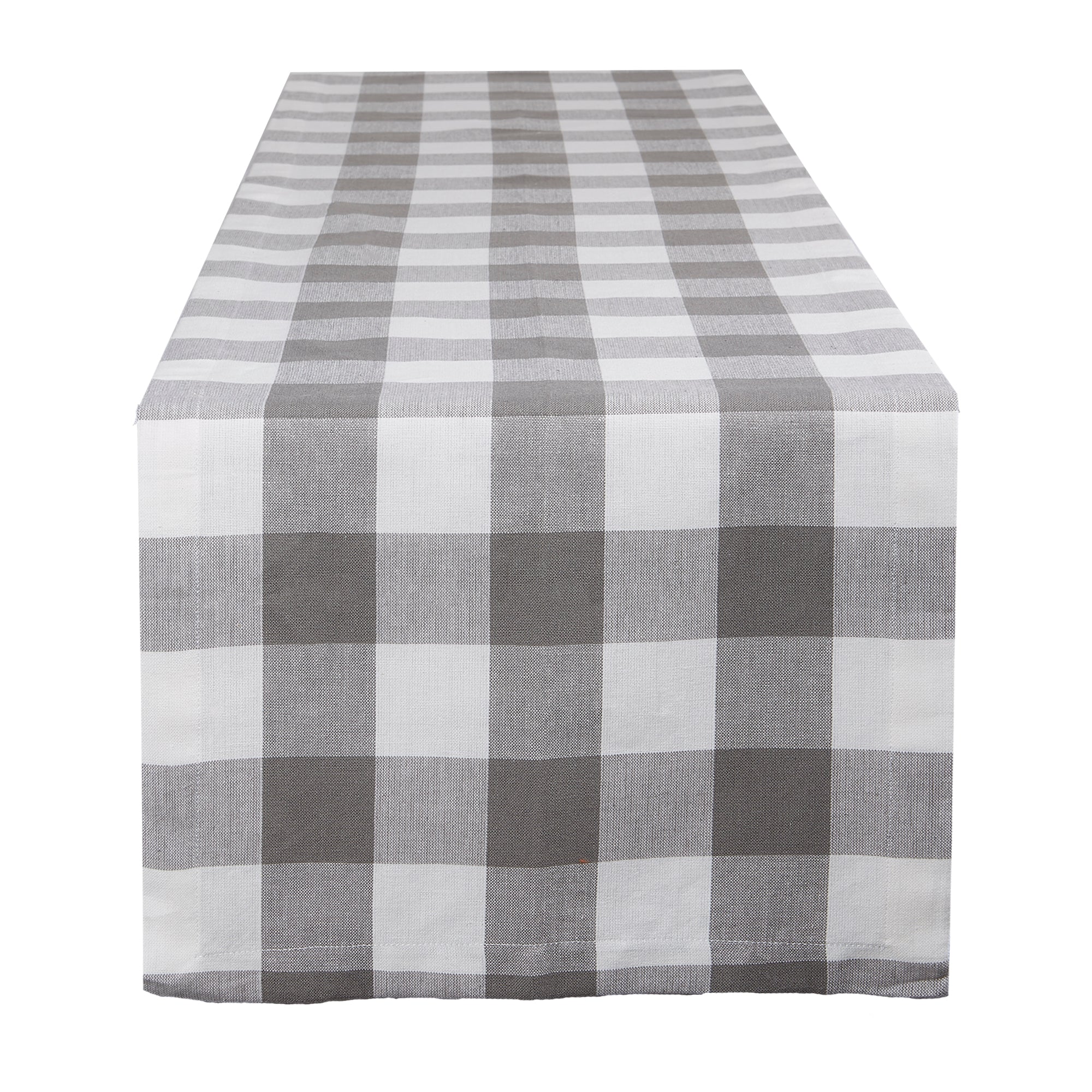 DII Gray & White Buffalo Check Table Runner 14x72