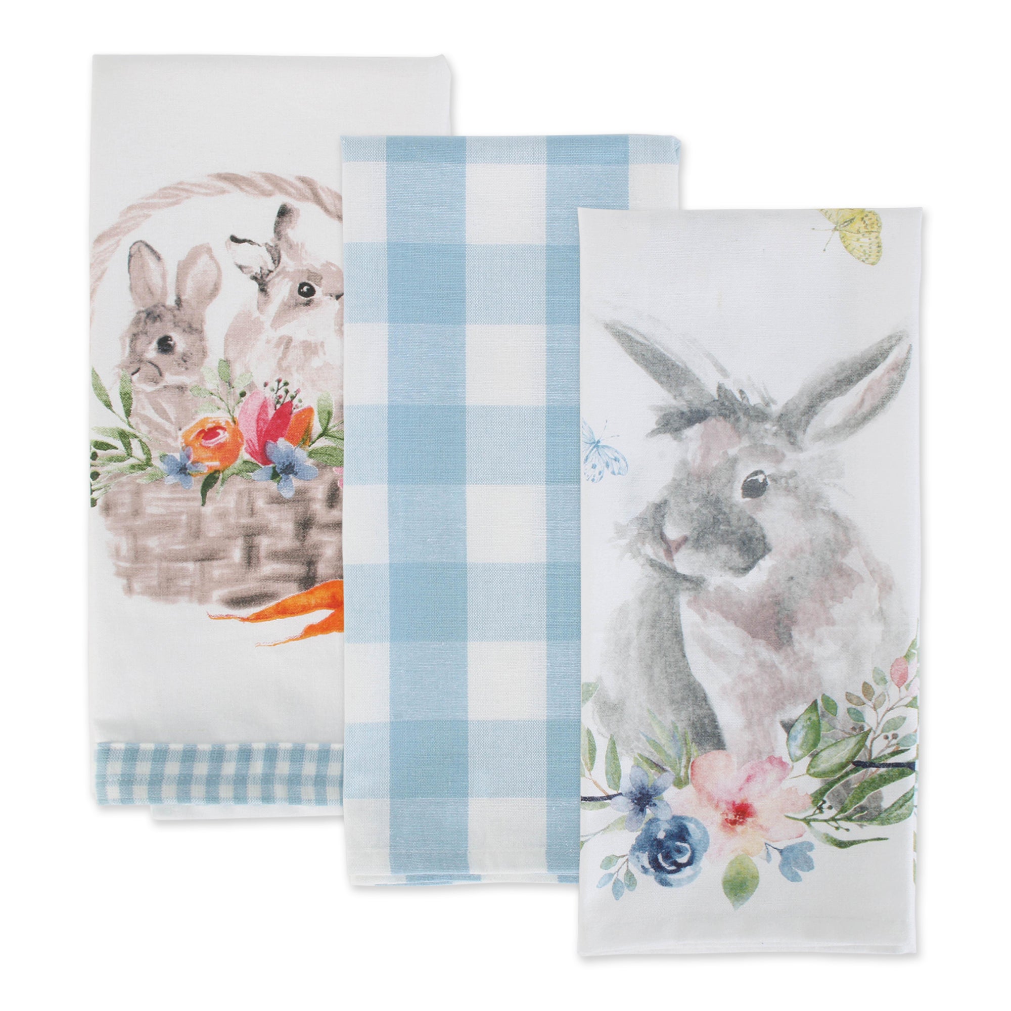 DII Flower Garden Kitchen Textiles  18x28''  Floral Bunnies  3 Pieces