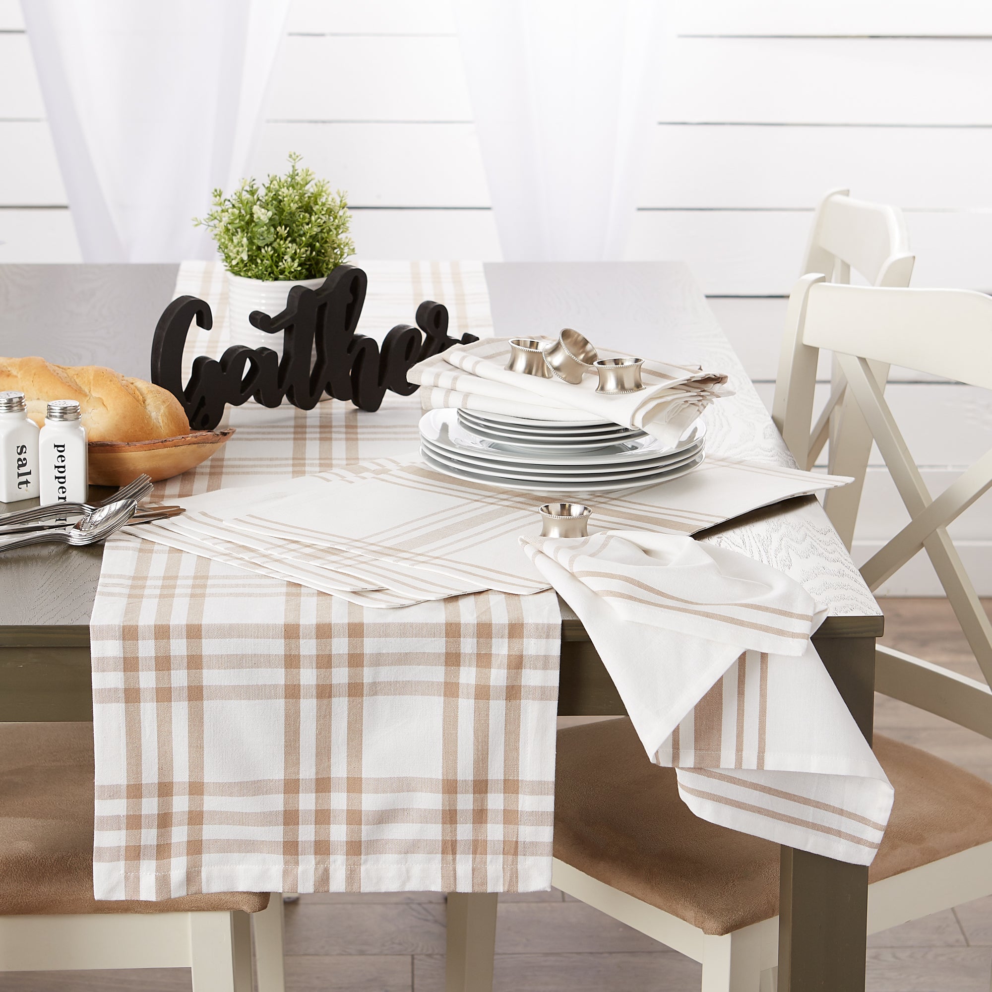 DII Home Sweet Farmhouse Kitchen Textiles  13x19''  Stone  6 Pieces