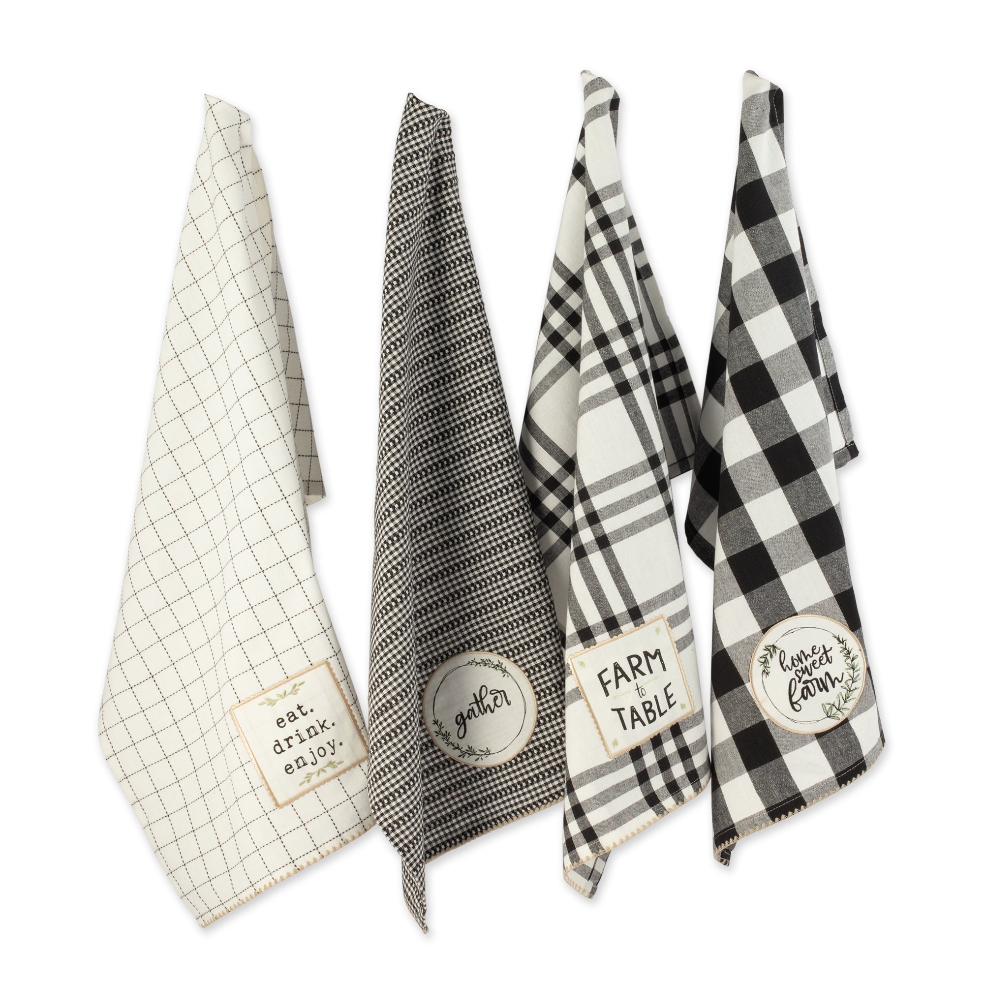 Dii Home Sweet Farmhouse Kitchen Textiles, 18X28'', Assorted, 4 Pieces