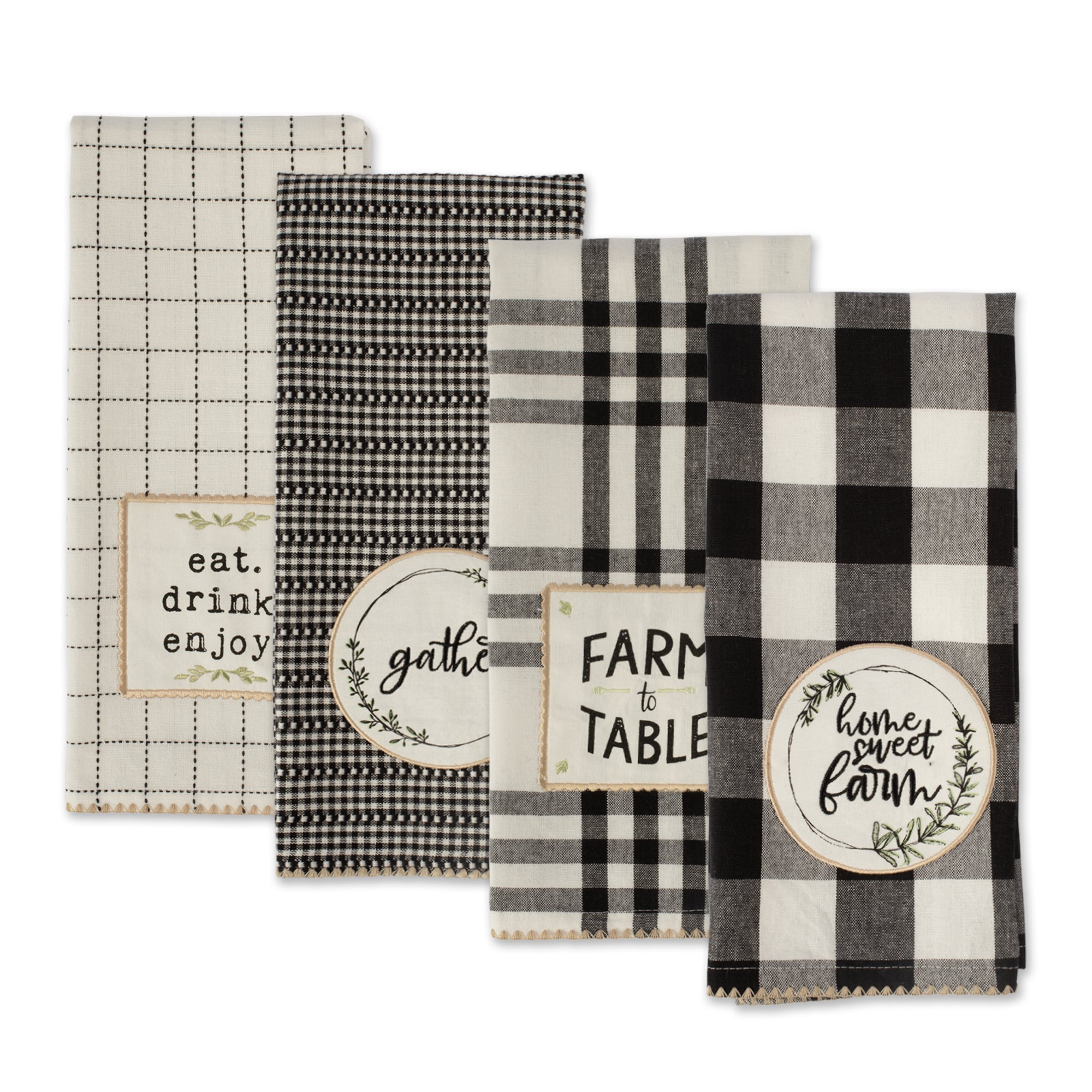 DII Home Sweet Farmhouse Kitchen Textiles  18x28''  Assorted  4 Pieces