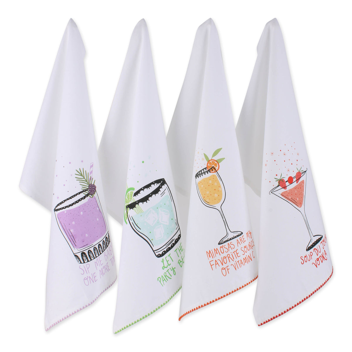 Dii Pop Fizz Home Collection, 18X28'', Sassy Cocktails, 4 Pieces