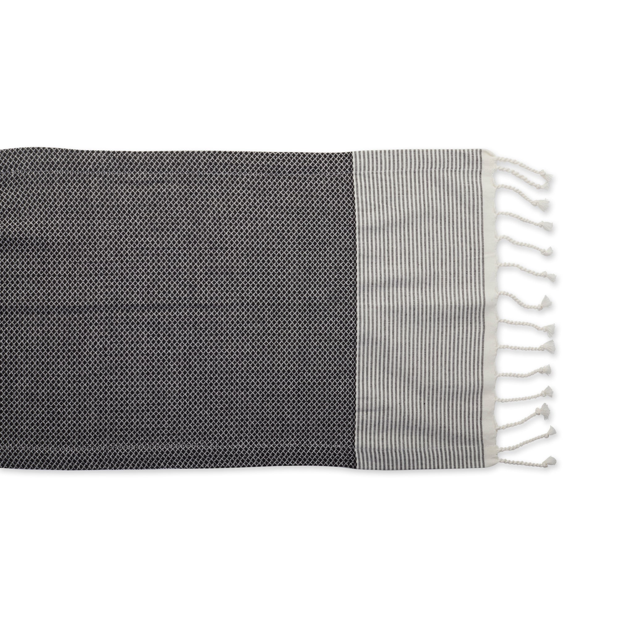 DII Black Bordered Dobby Table Runner 15x108