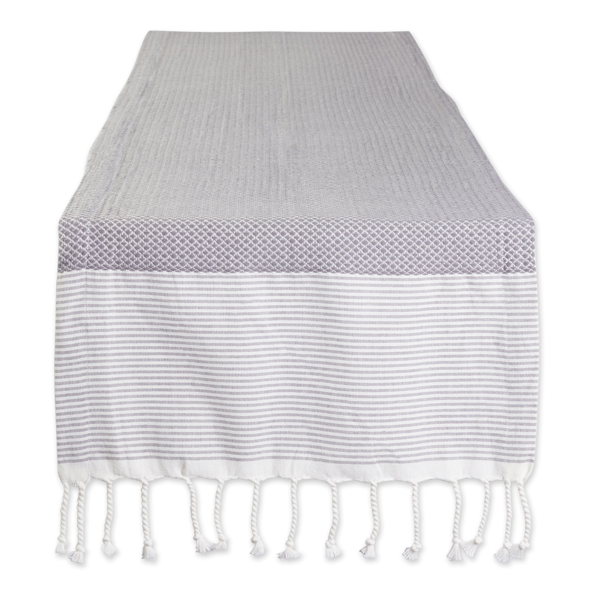 Dii Gray Bordered Dobby Table Runner 15X72