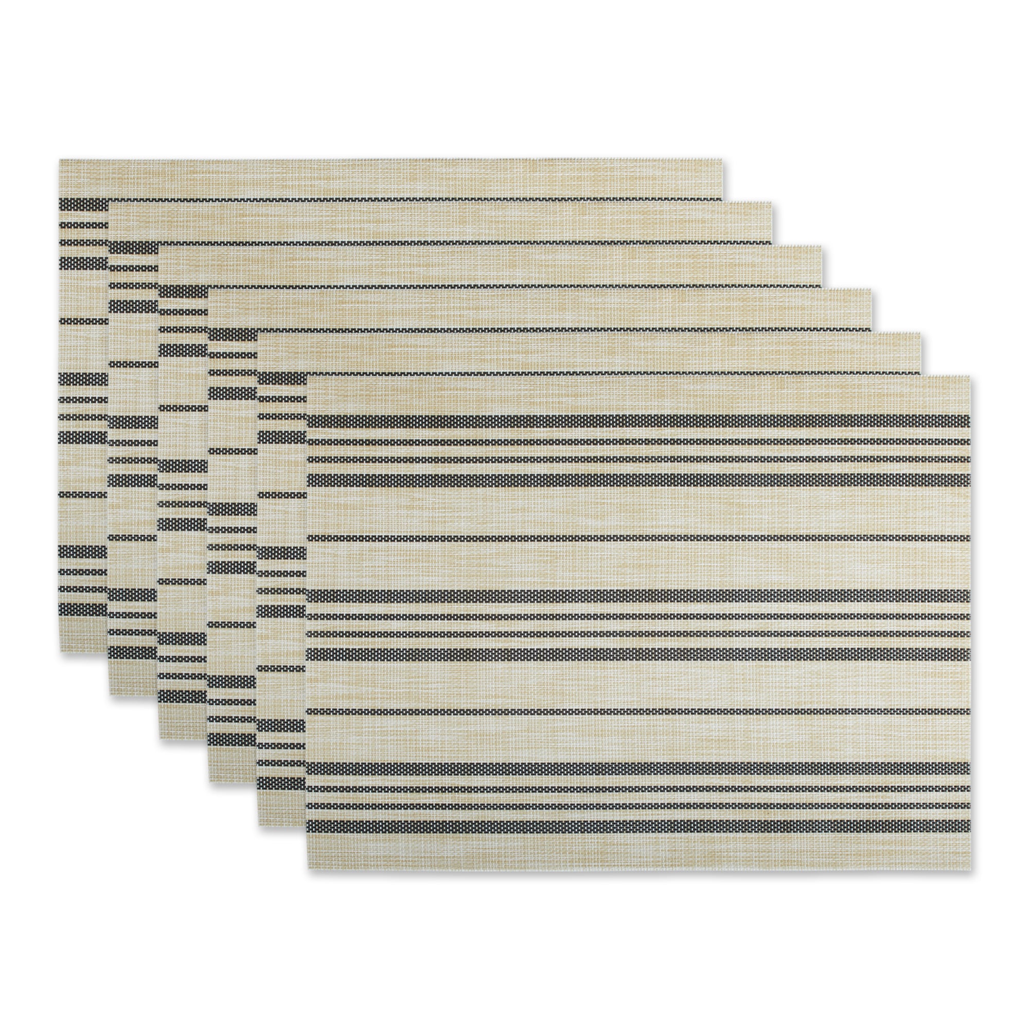 Dii Black Farmhouse Stripe Pvc Woven Placemat