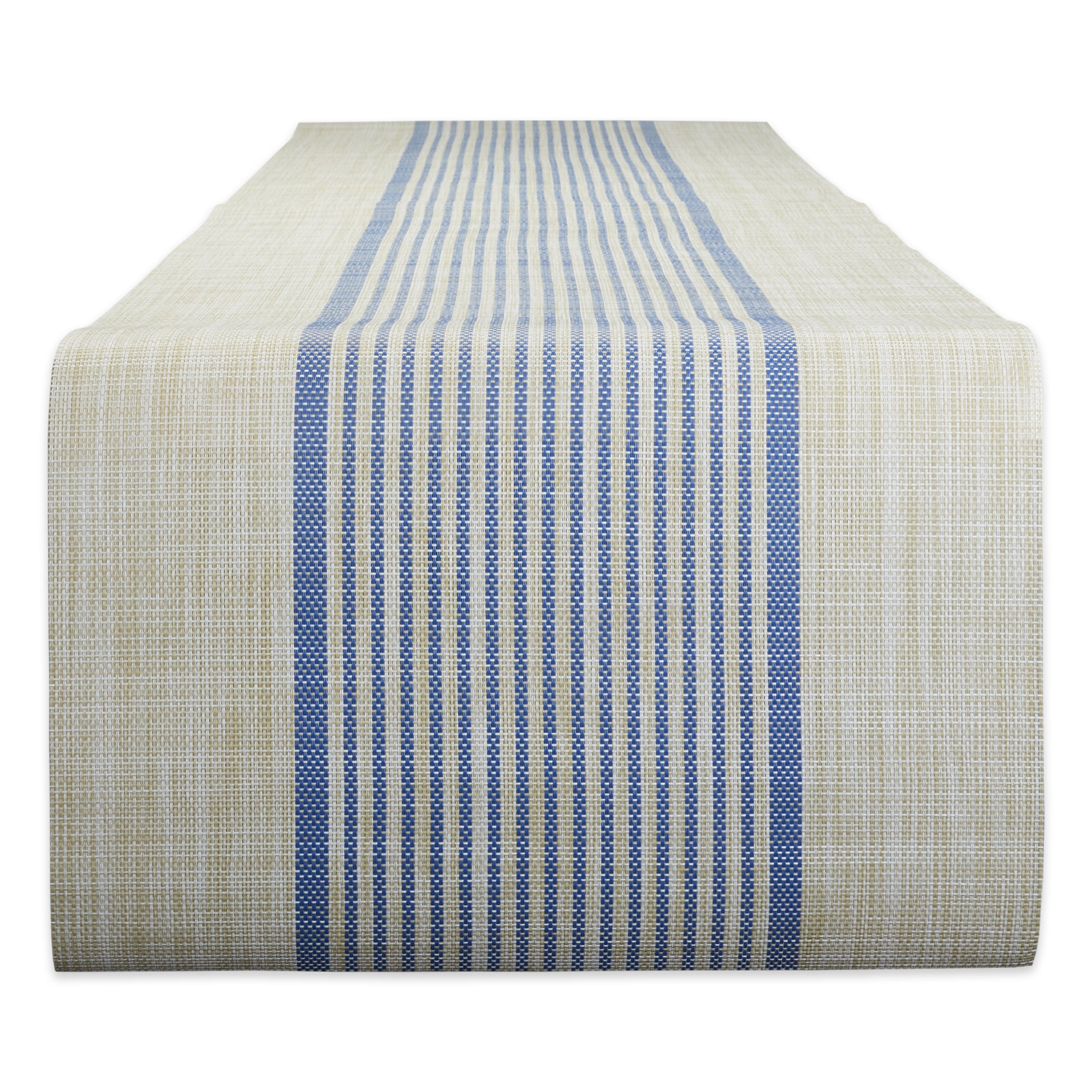 Dii French Blue Middle Stripe Pvc Woven Table Runner 14X72