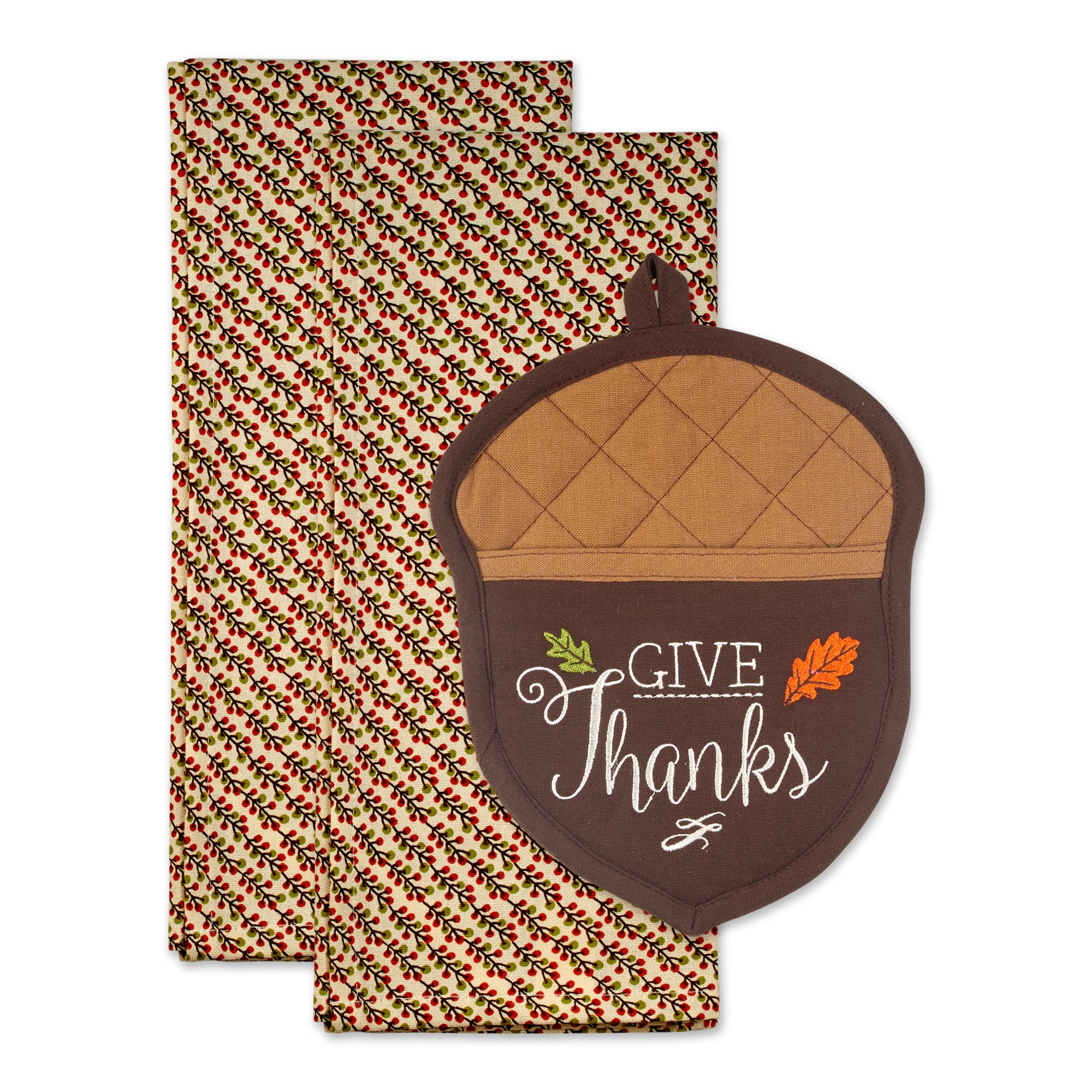 DII Thanks Acorn Potholder Gift Set/3
