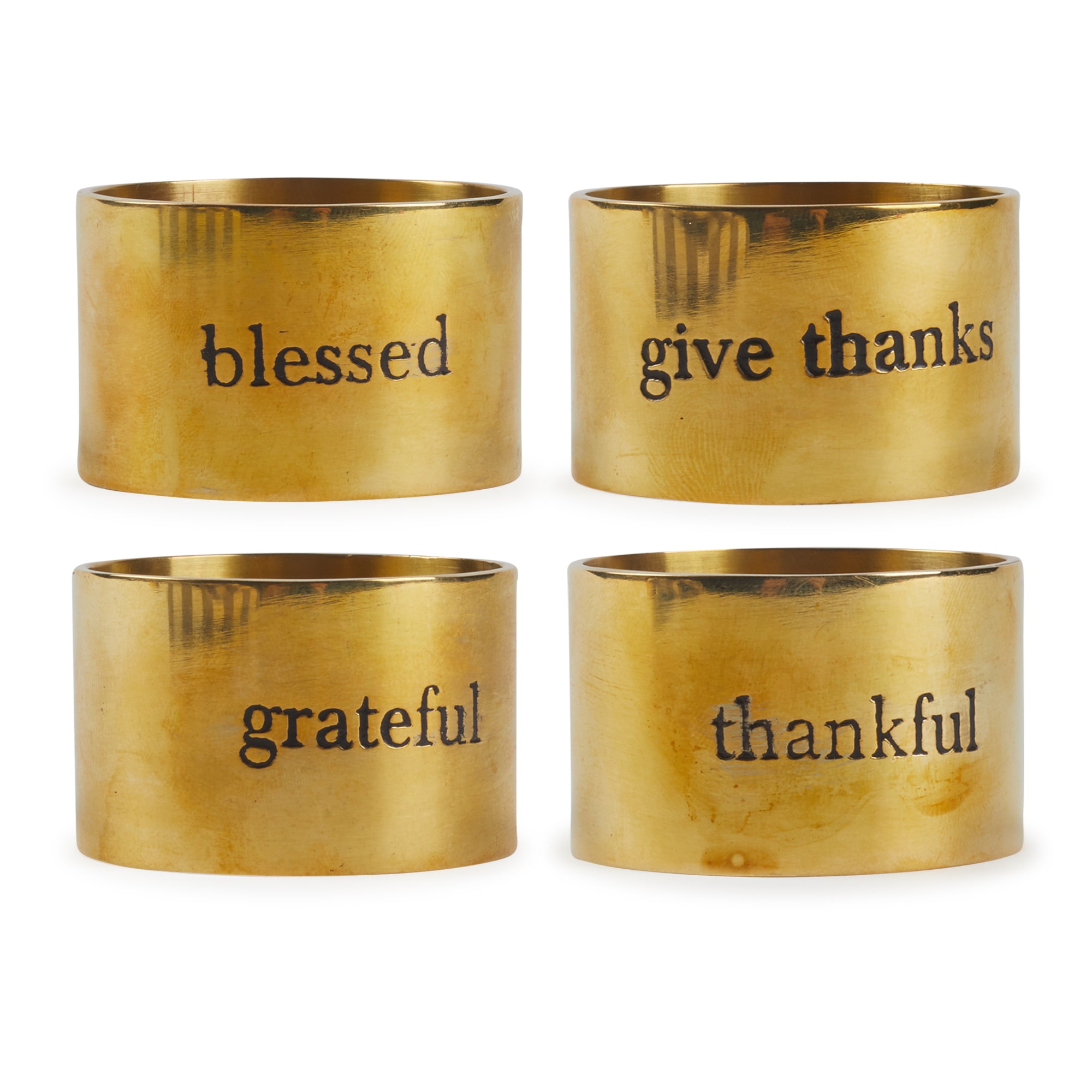 Dii Asst Always Grateful Stamped Napkin Rings Set/4