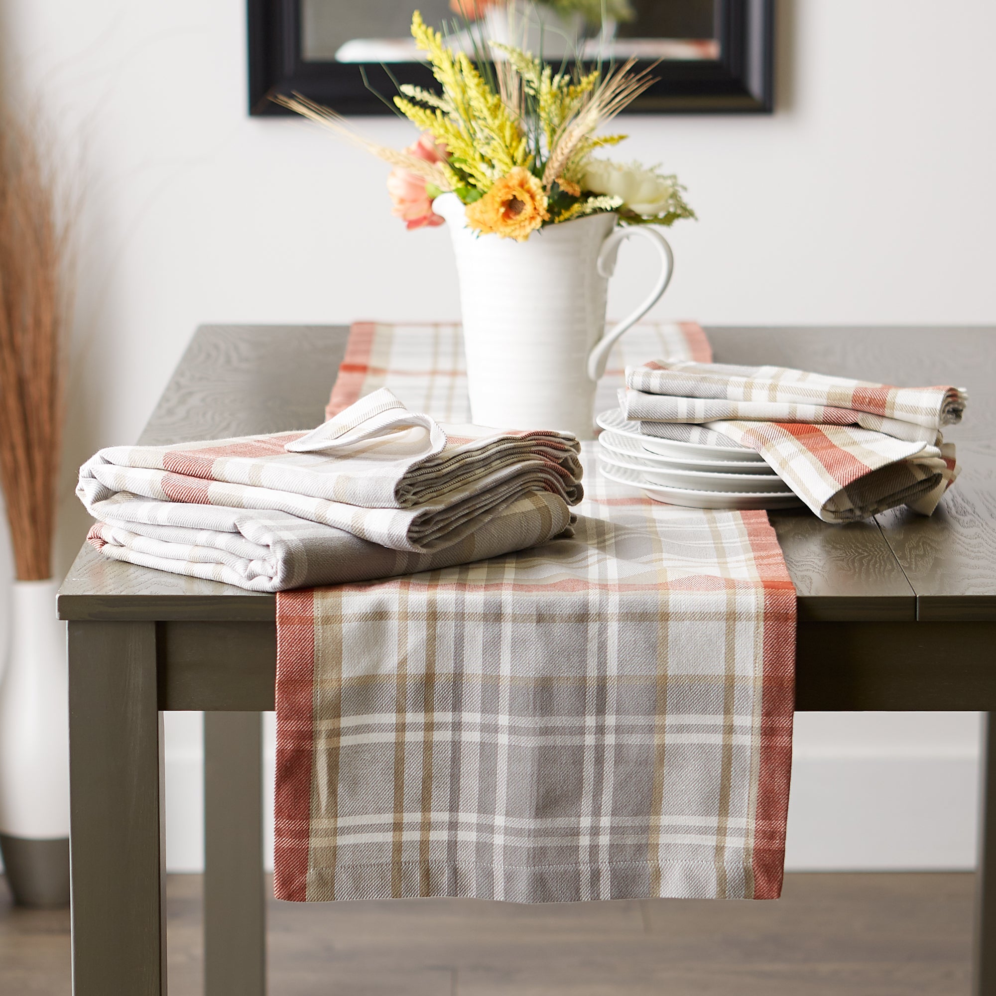 DII Thanksgiving Cozy Picnic  Plaid Tablecloth 60x104''