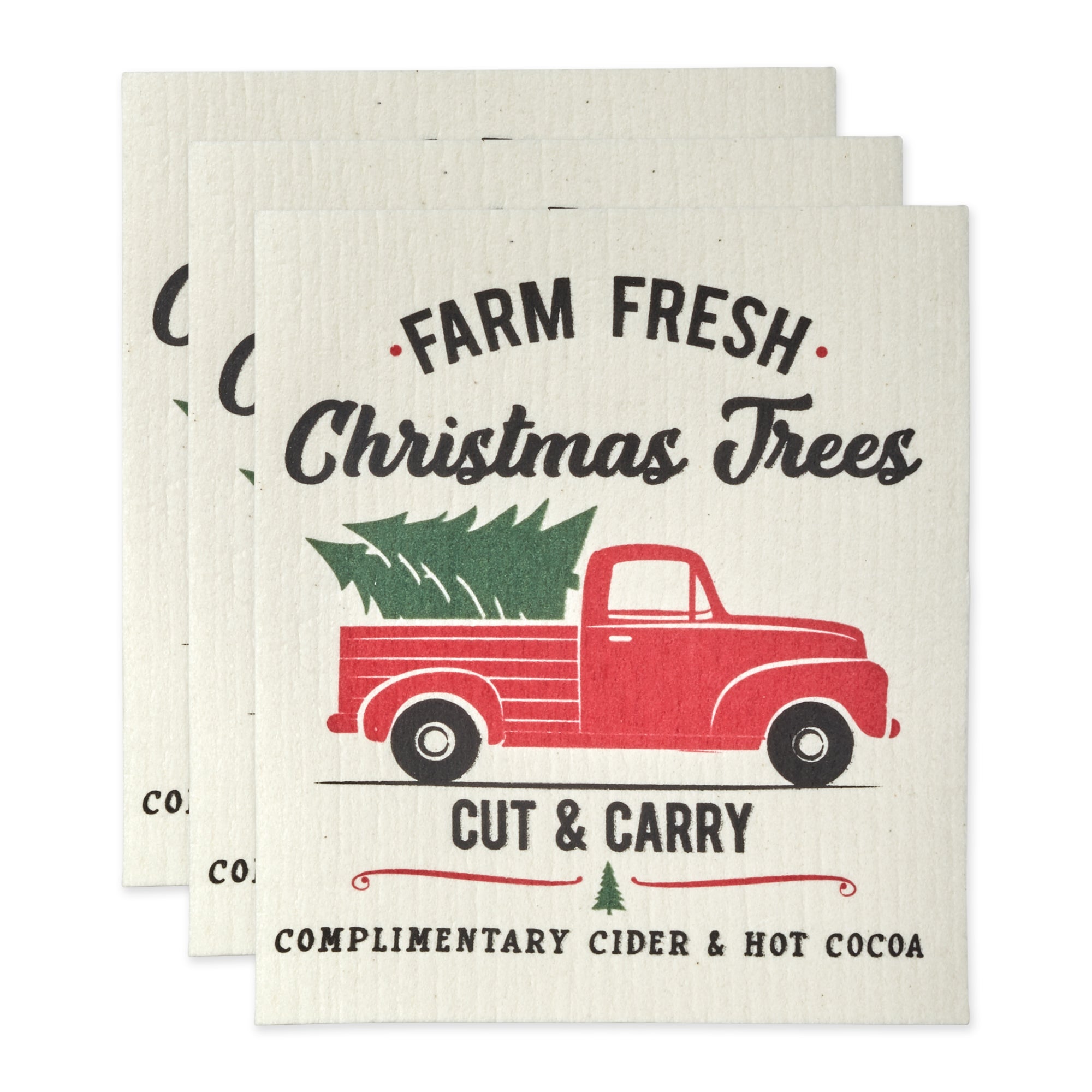 Dii Christmas Truck Swedish Dishcloth Set/3