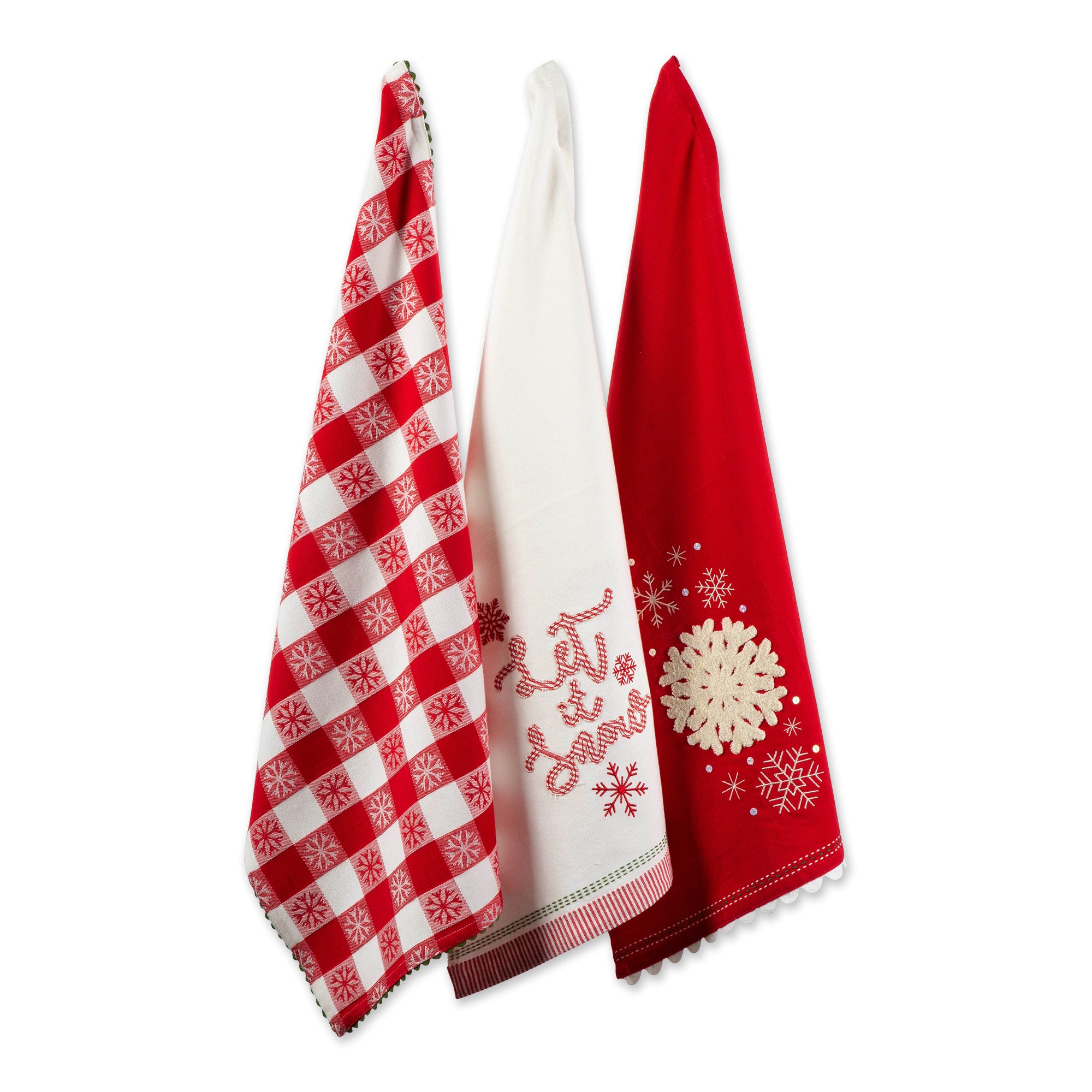 Dii Santa Chef Clause Kitchen, Let It Snow Dishtowel Set Of 3