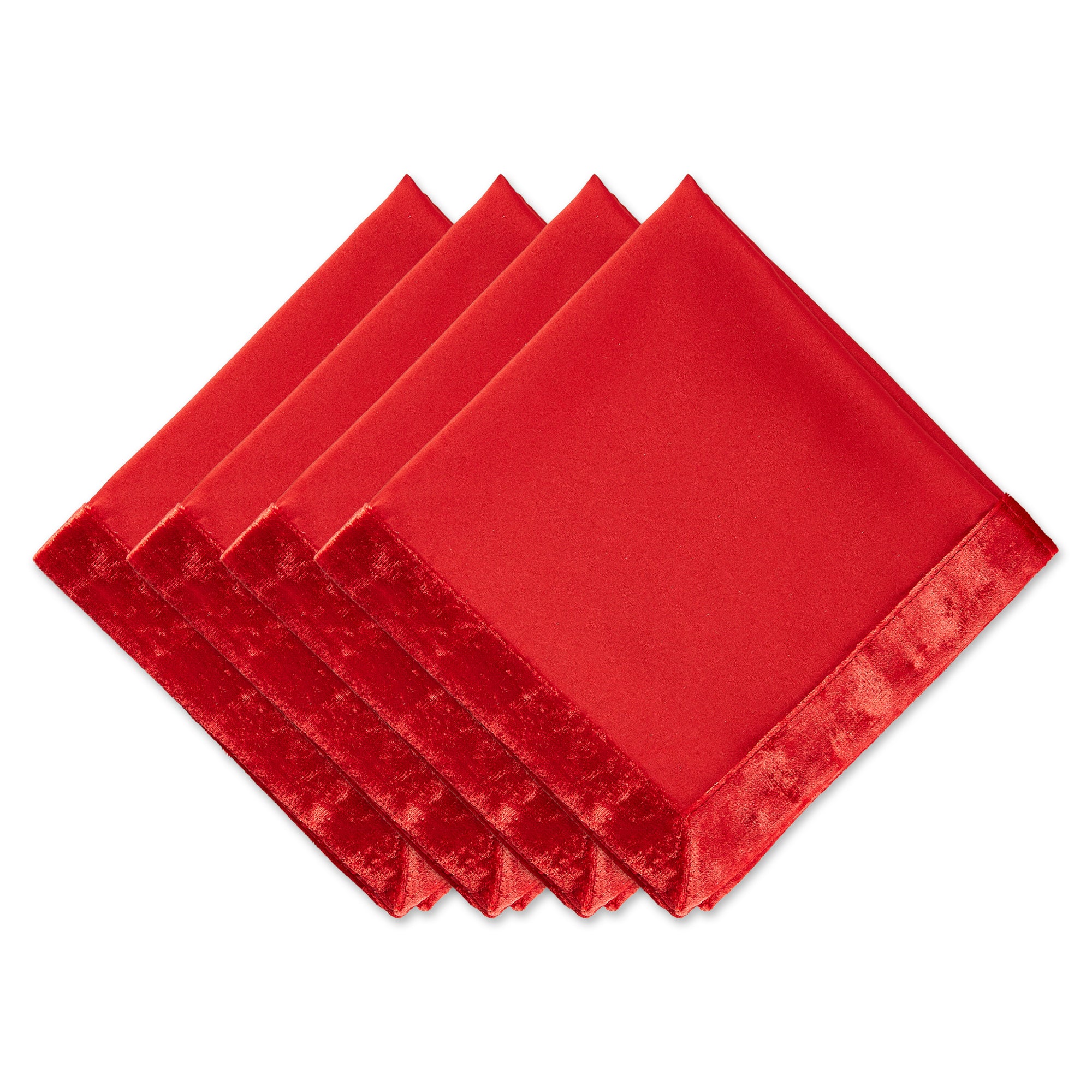Dii Red Velvet Trimmed Napkin (Set Of 4)