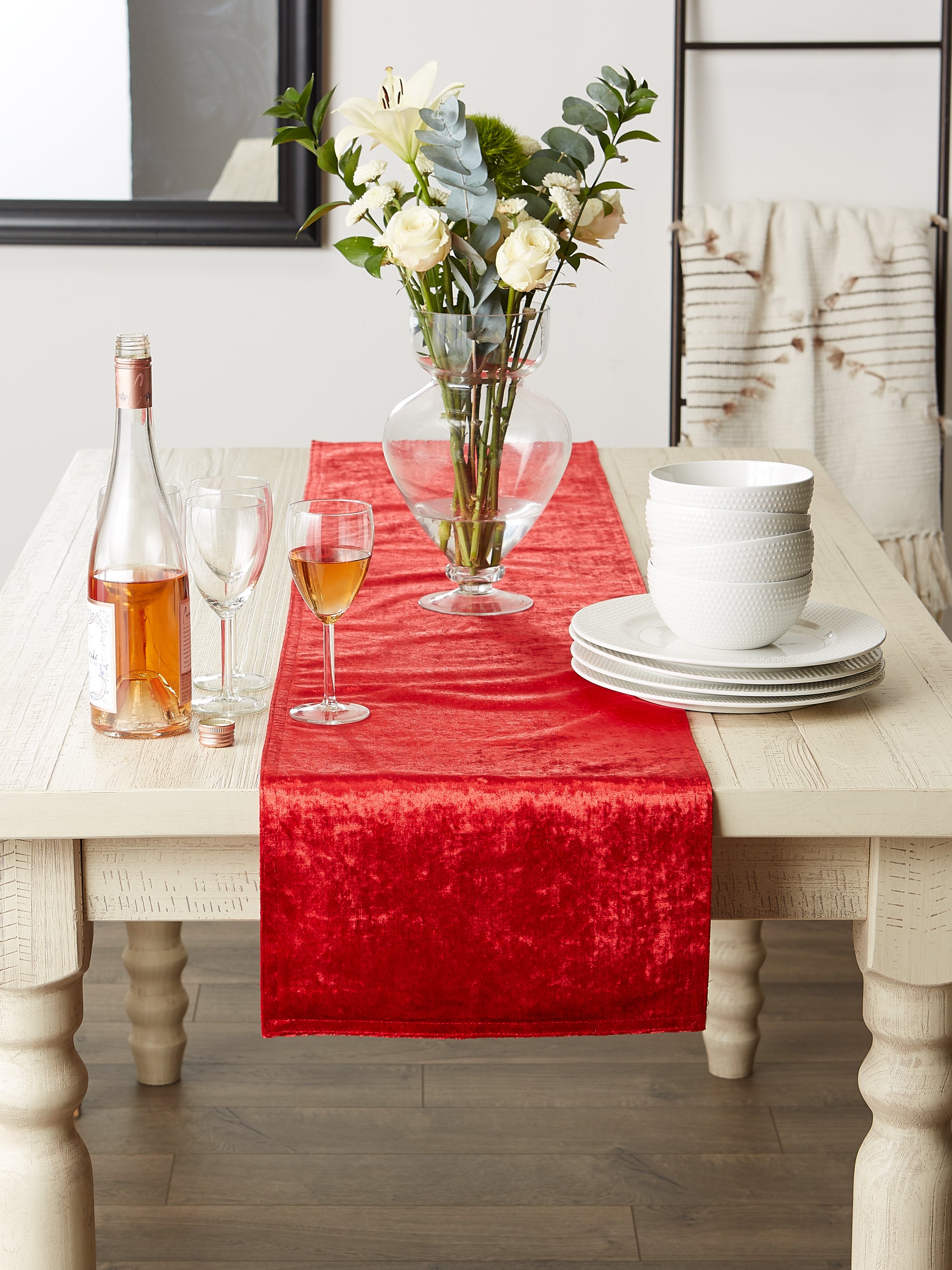 DII Red Velvet Table Runner