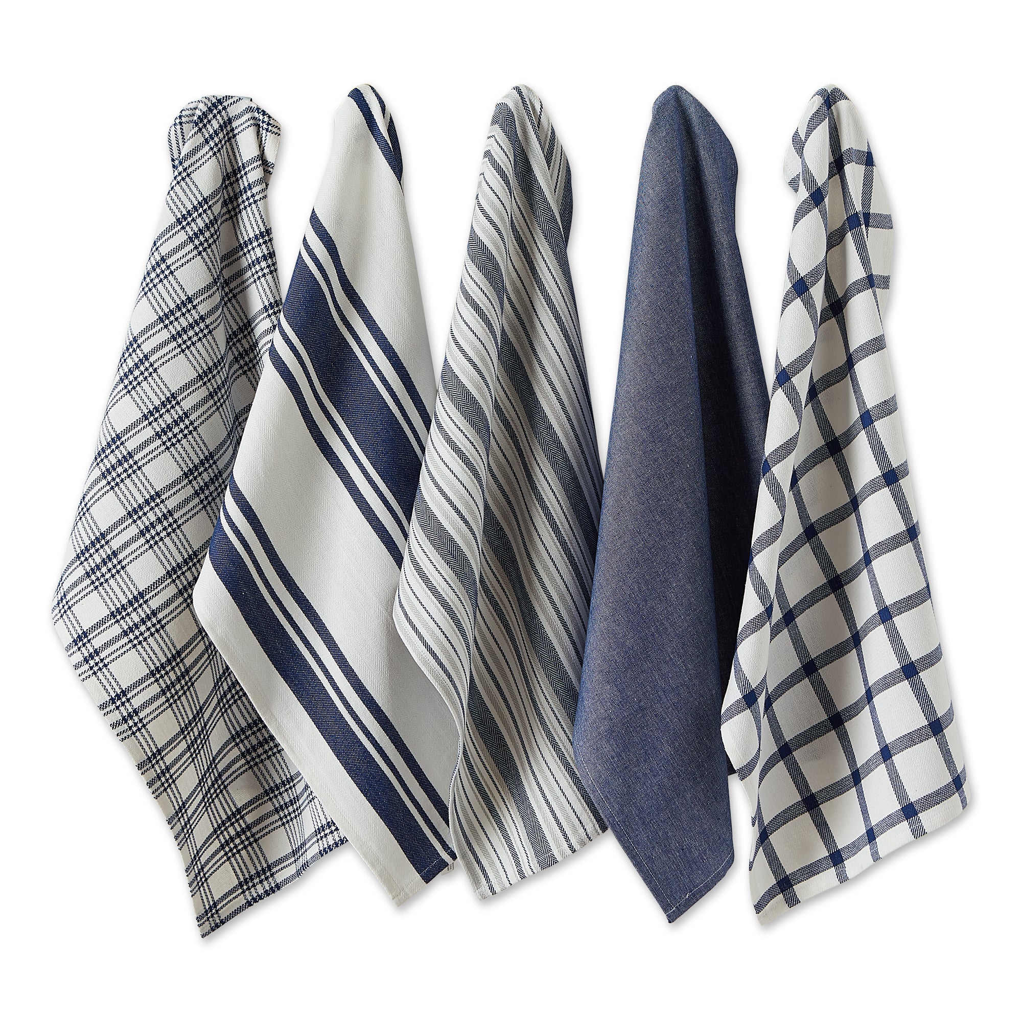Dii Asst Nautical Blue Woven Dishtowels (Set Of 5)