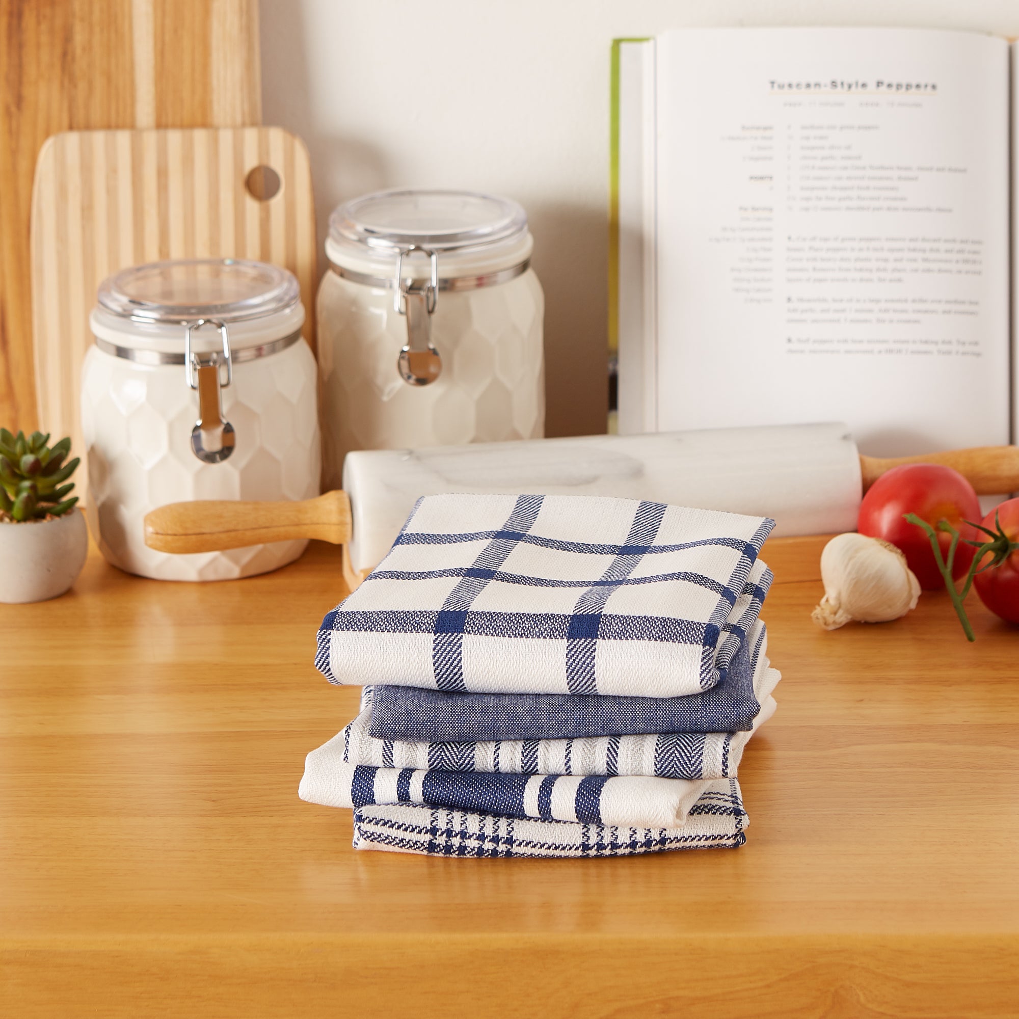 DII Asst Nautical Blue Woven Dishtowels (Set of 5)