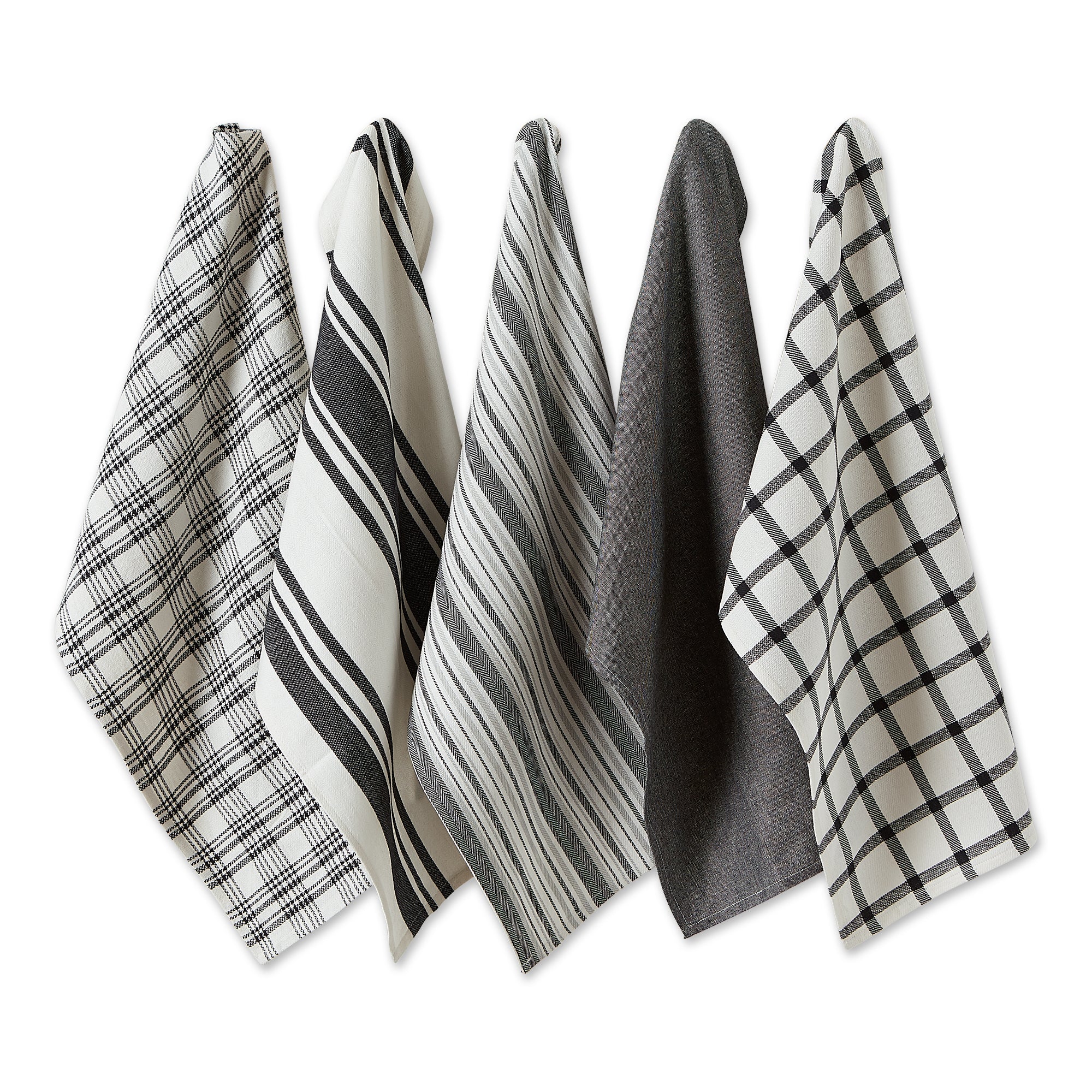 Dii Asst Black Woven Dishtowels (Set Of 5)