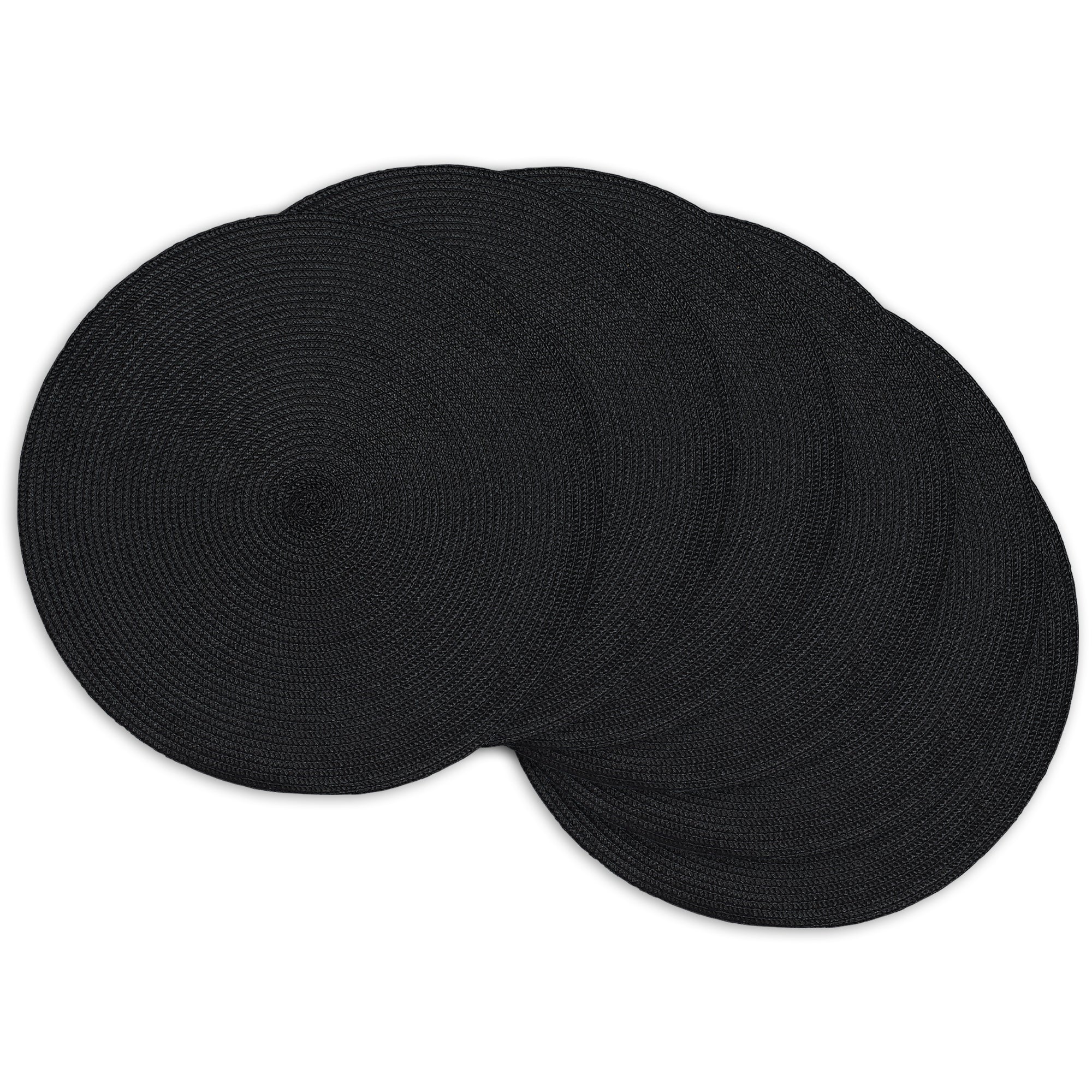 Dii Black Placemat Set, 15'' Dia, 6 Piece