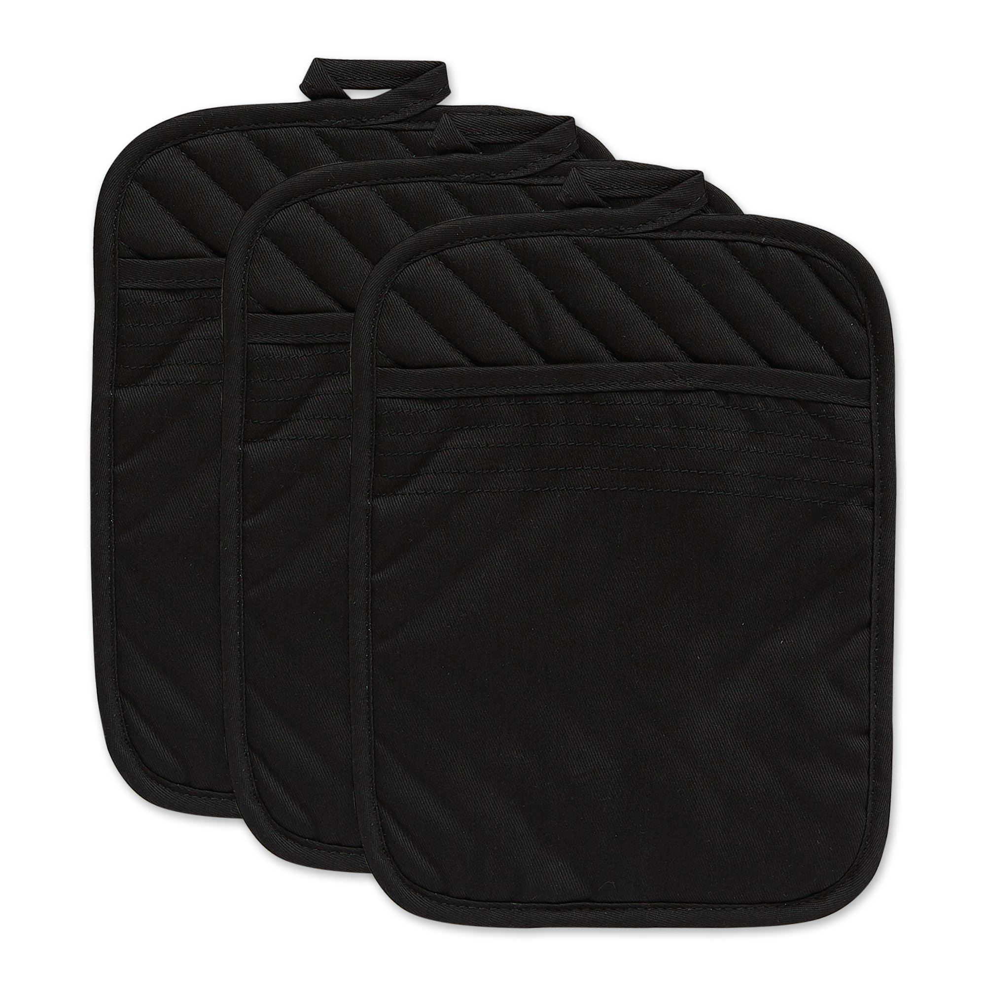 Dii Black Quilted Potholder Set/3