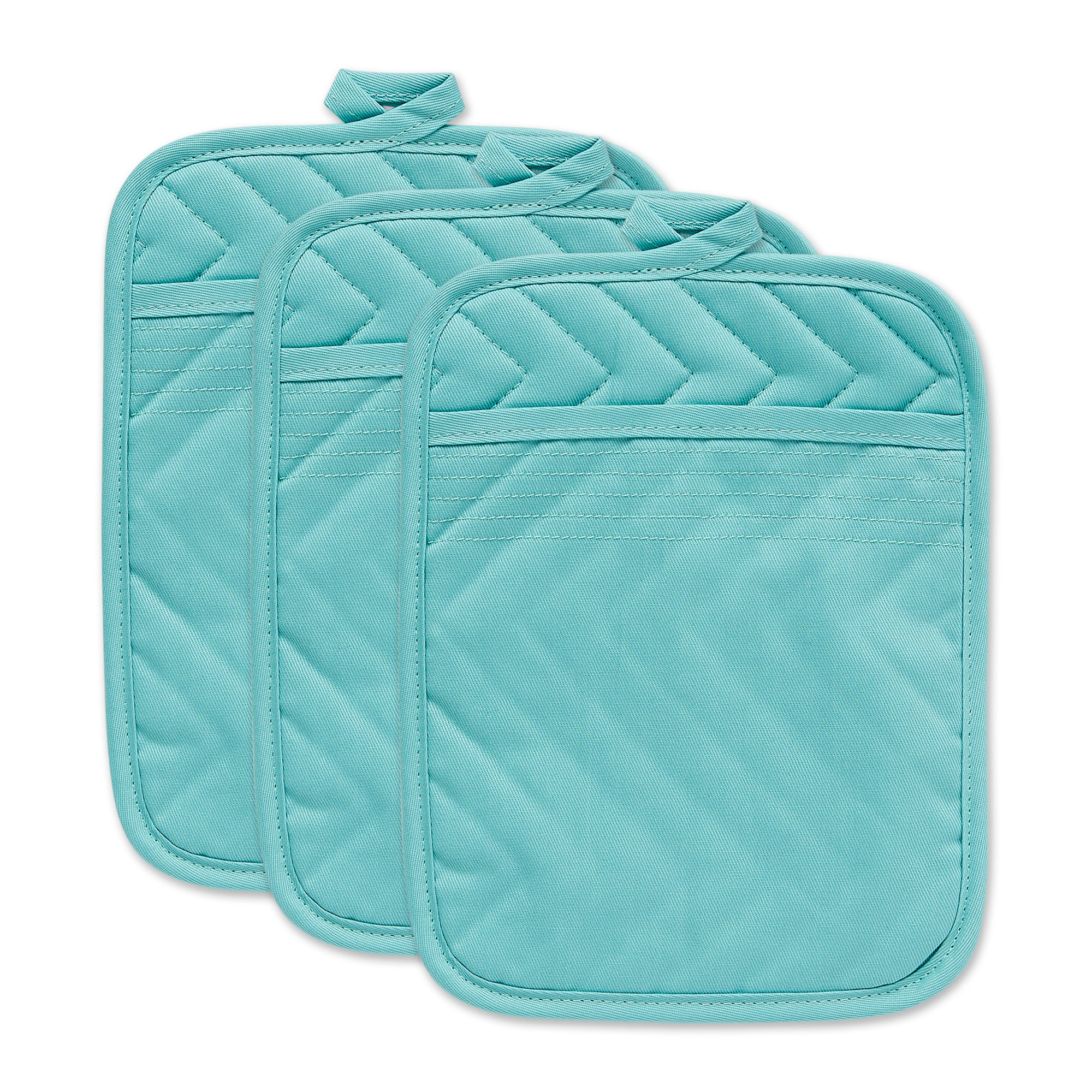 Dii Aqua Quilted Potholder Set/3
