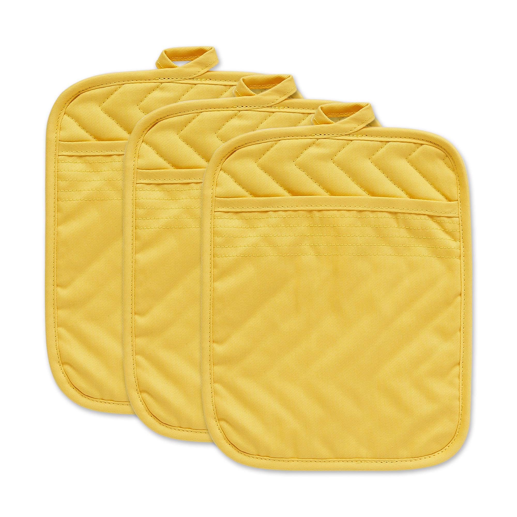 DII Yellow Quilted Potholder Set/3