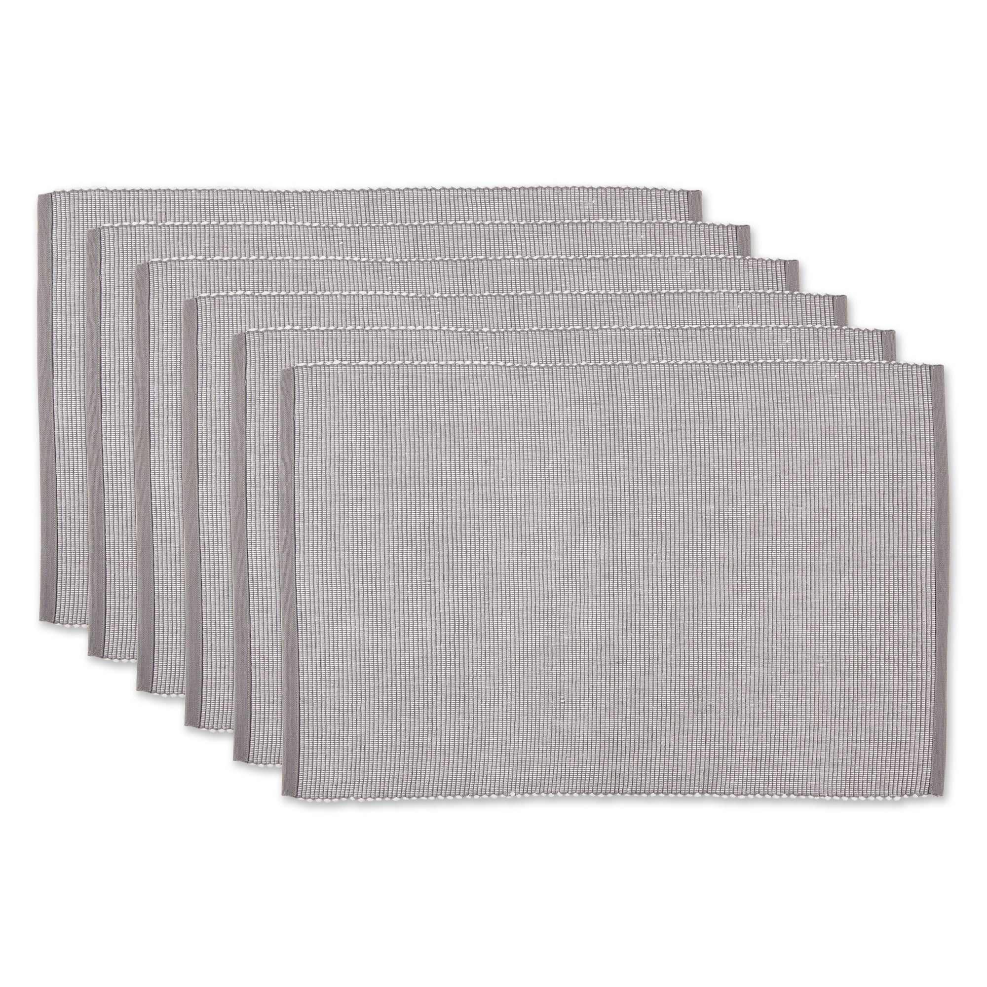 Dii Gray & White 2-Tone Ribbed Placemat (Set Of 6)