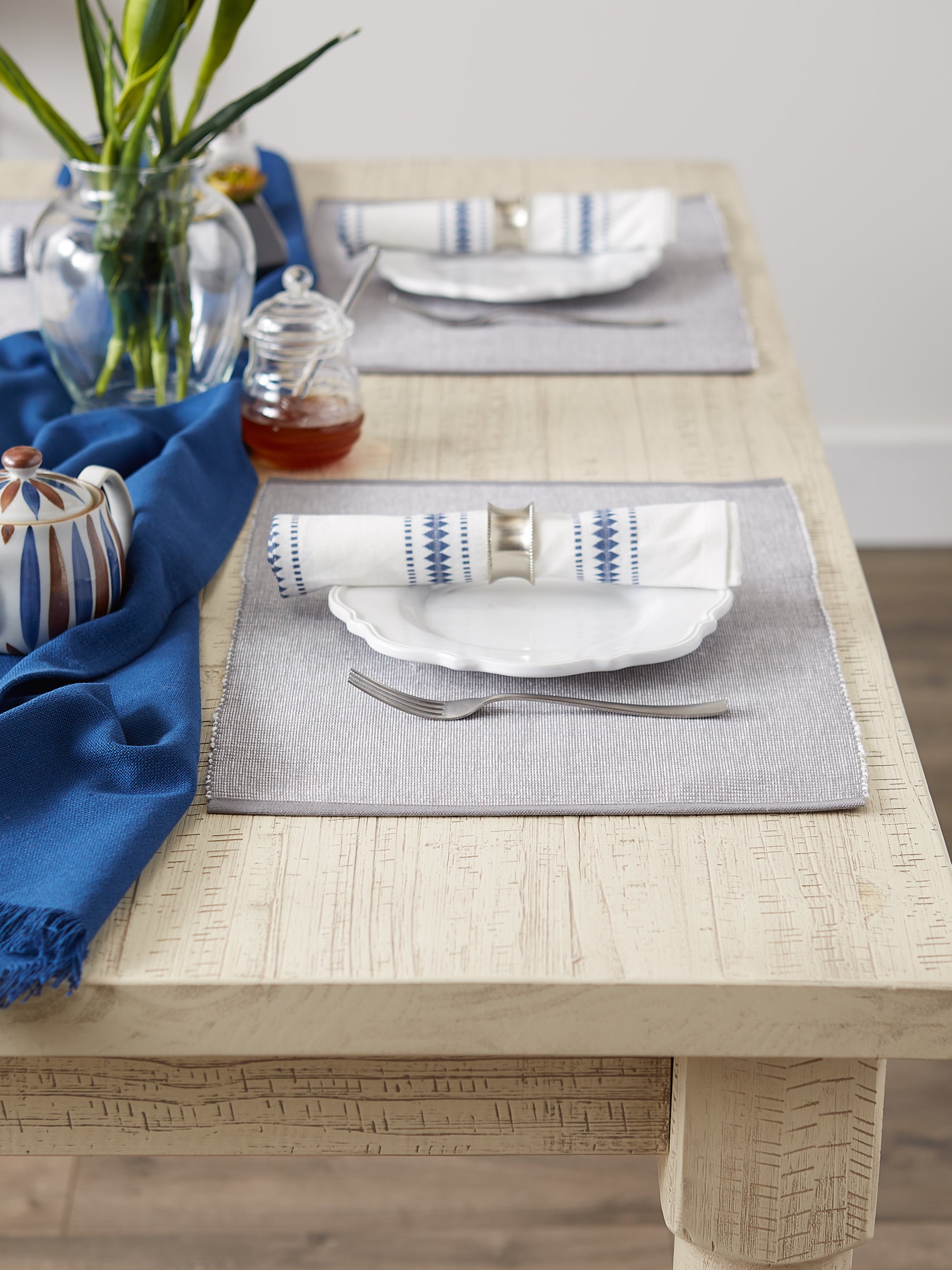 DII Gray & White 2-Tone Ribbed Placemat (Set of 6)