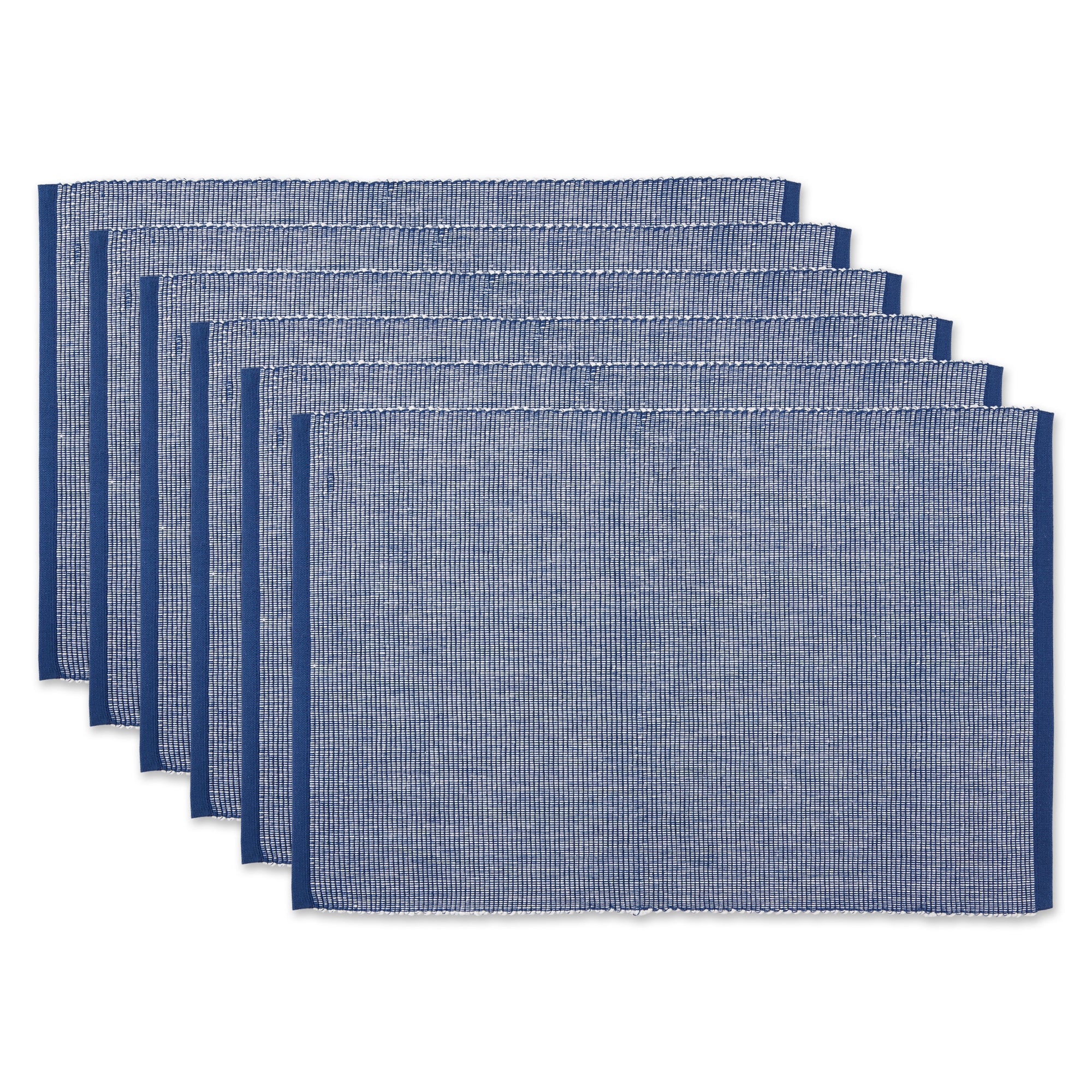 Dii Navy & White 2-Tone Ribbed Placemat (Set Of 6)